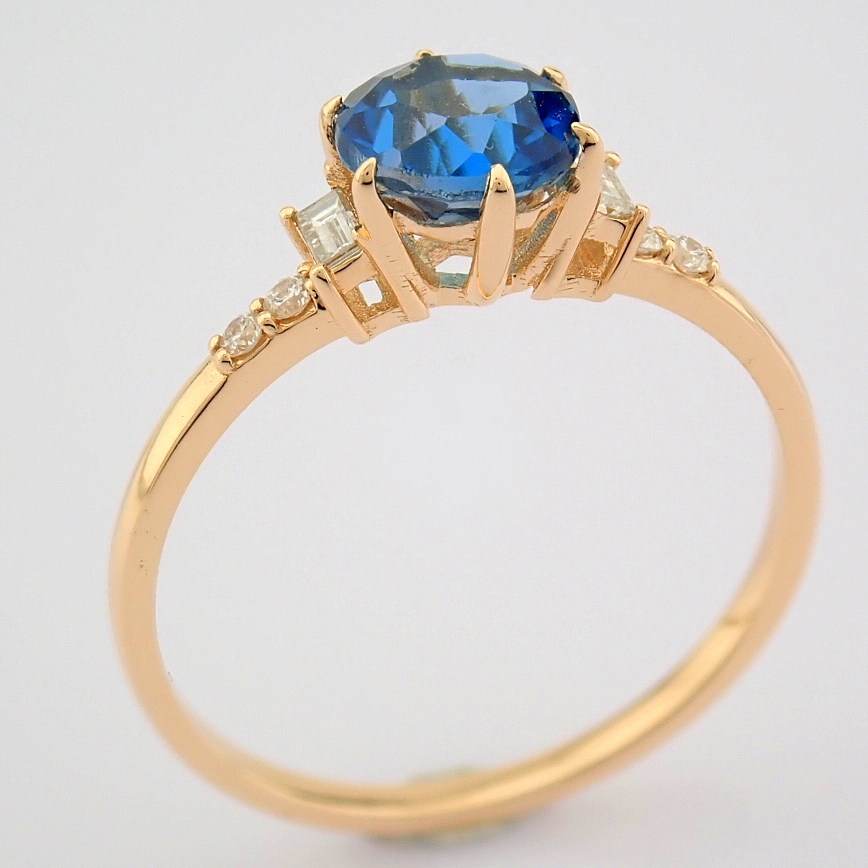 Certificated 14K Rose/Pink Gold Baguette Diamond & Diamond Ring (Total 1.44 ct Stone)