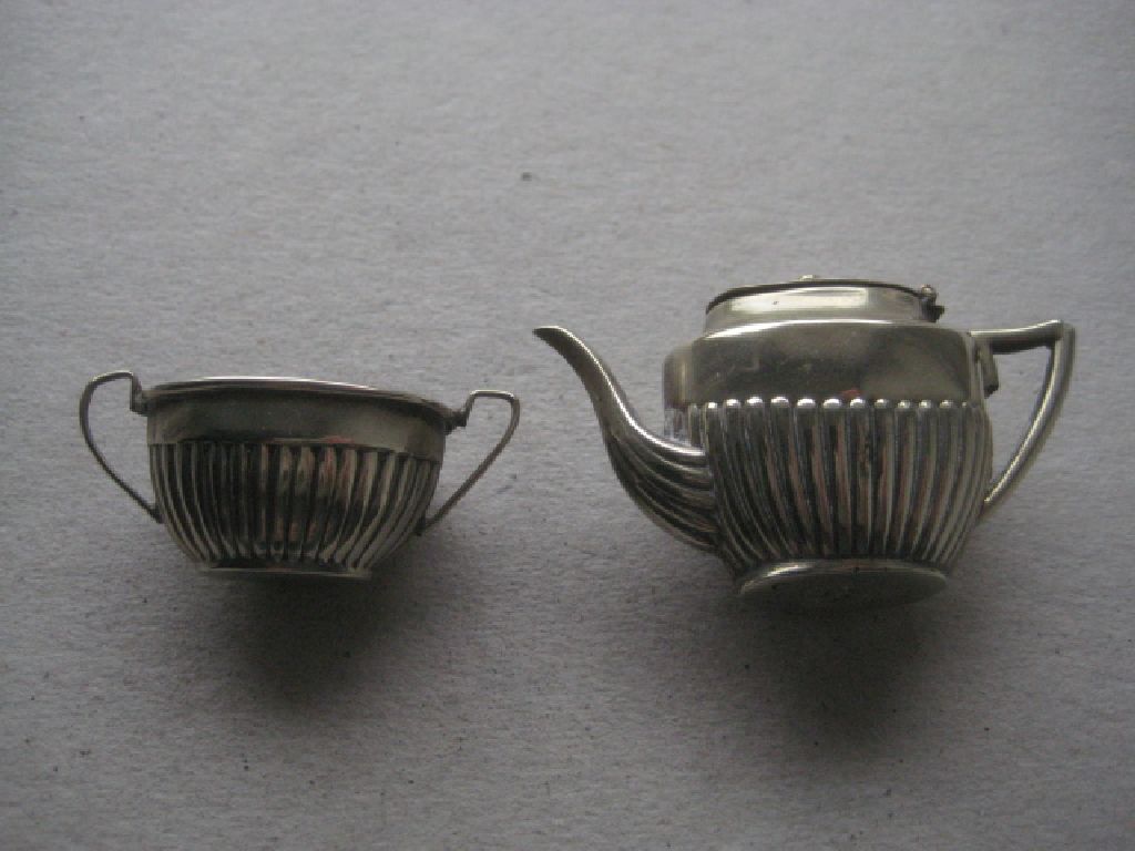 Antique Silver Plated EPNS Miniature Teapot and Sugar Bowl