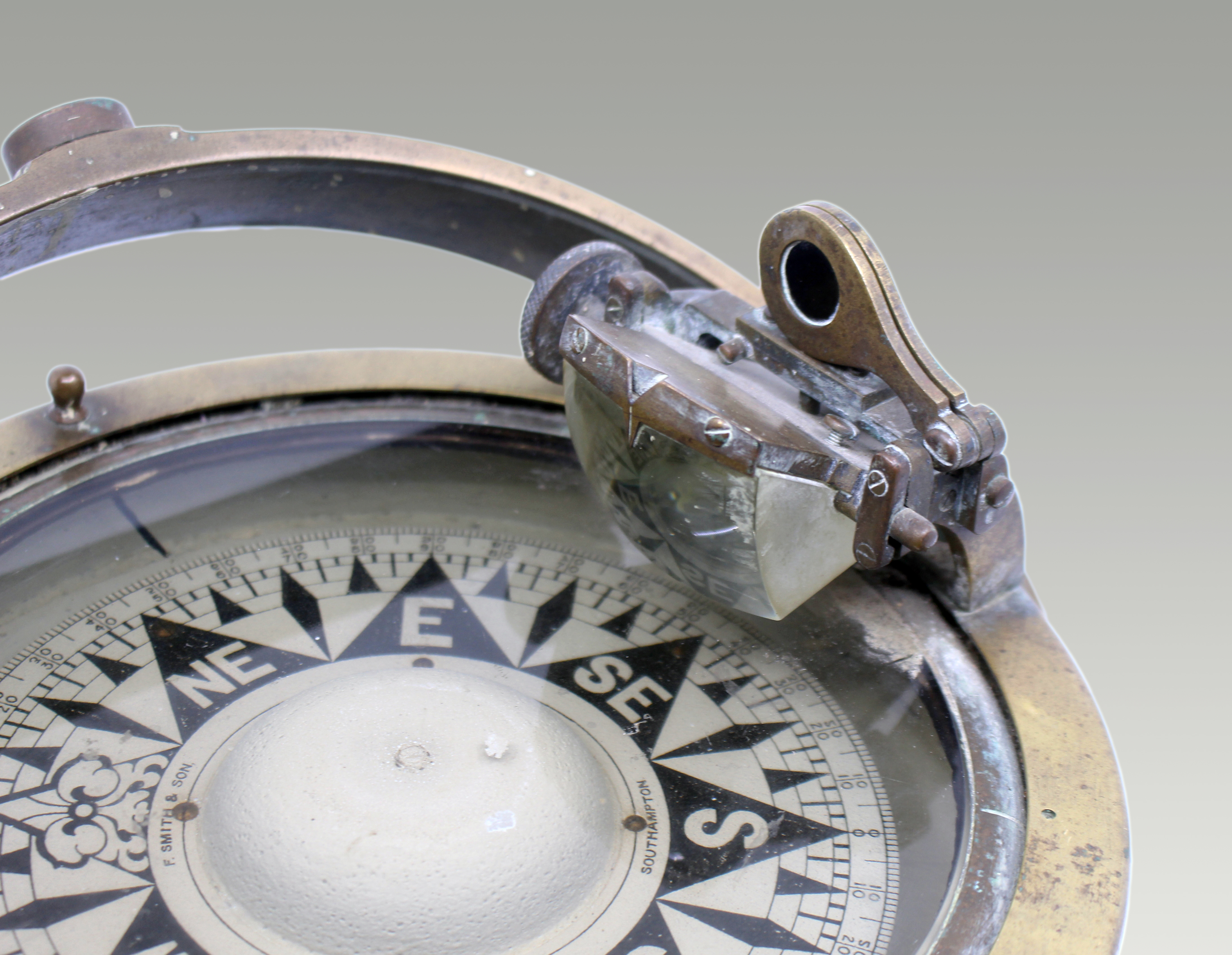 Early 20th Century Bronze and Brass Gimballed Ship's Compass by F. Smith & Sons