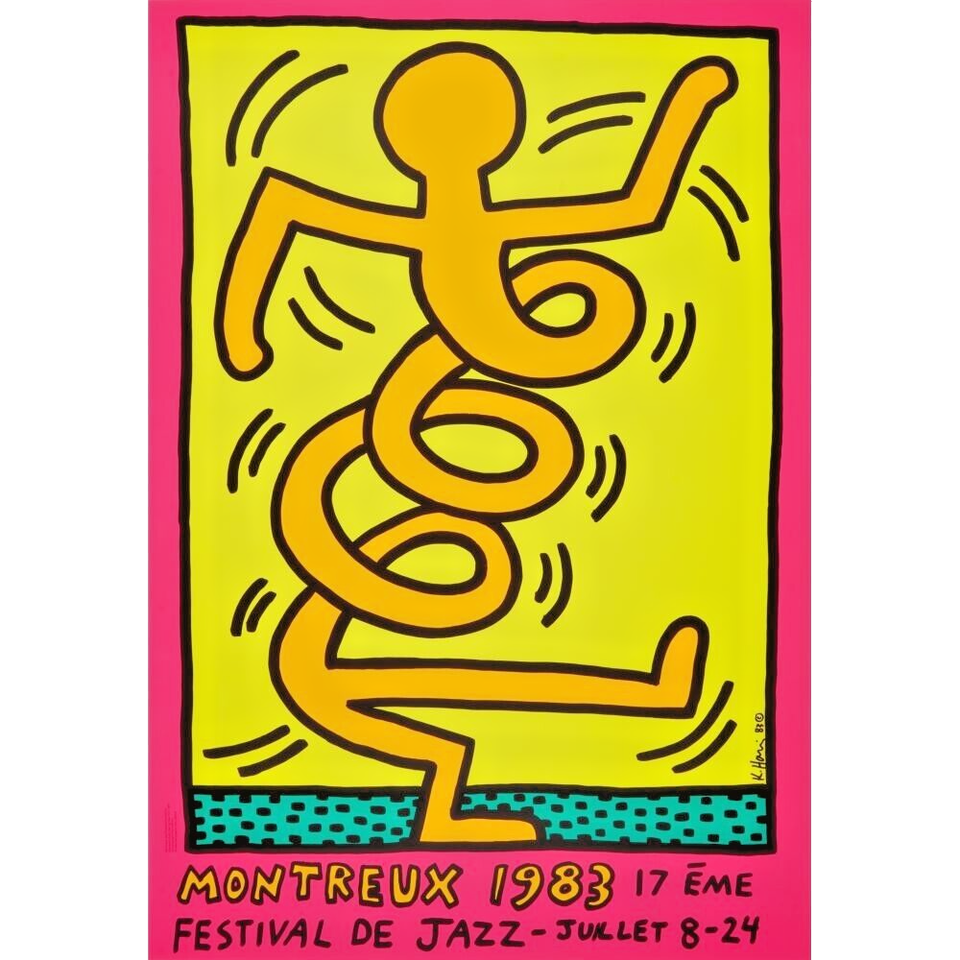 After Keith Haring 1983 Poster (Pink) For The Montreux Jazz Festival.