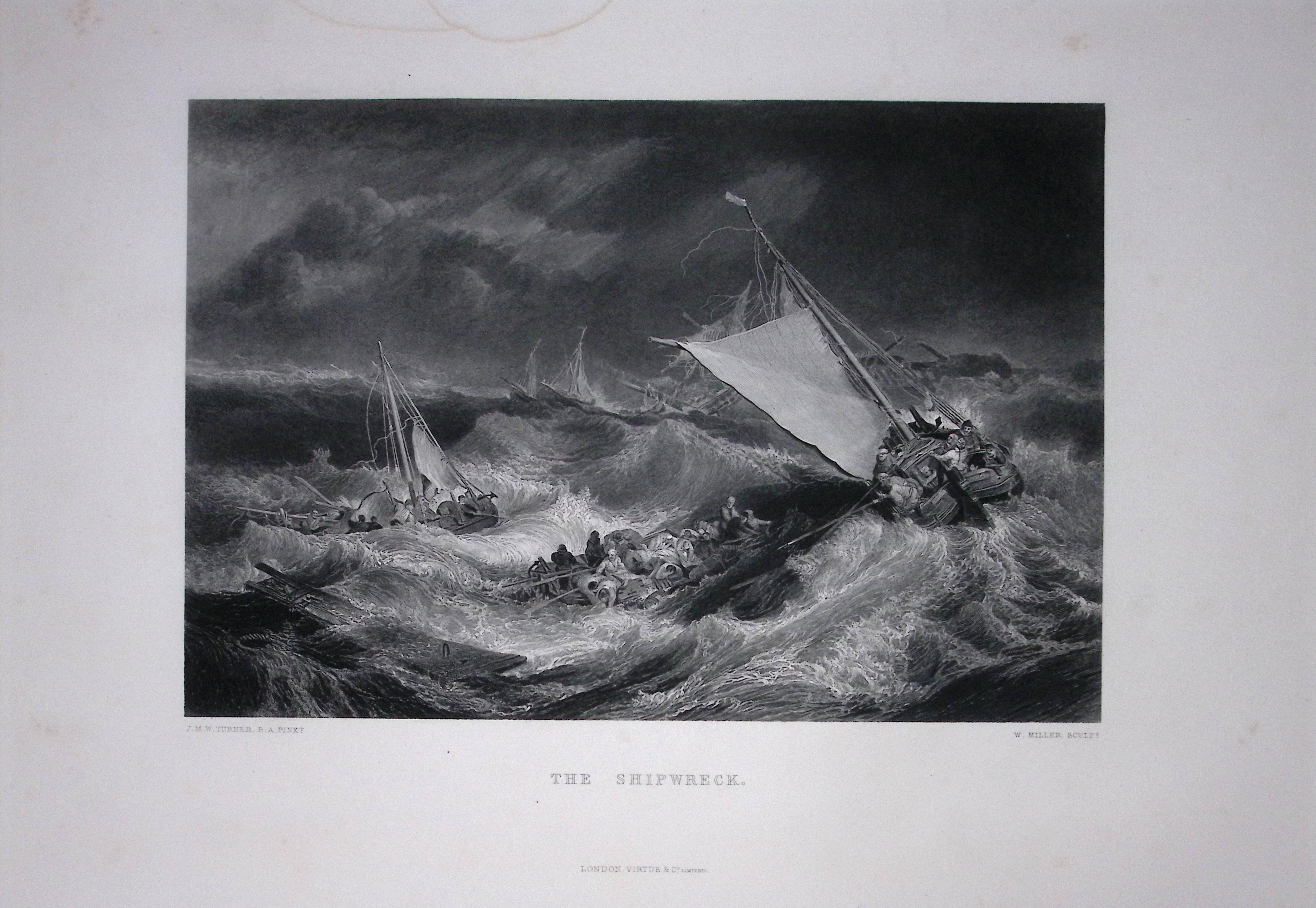 J.M.W Turner The Shipwreck Large Antique Steel Engraving-75-TR