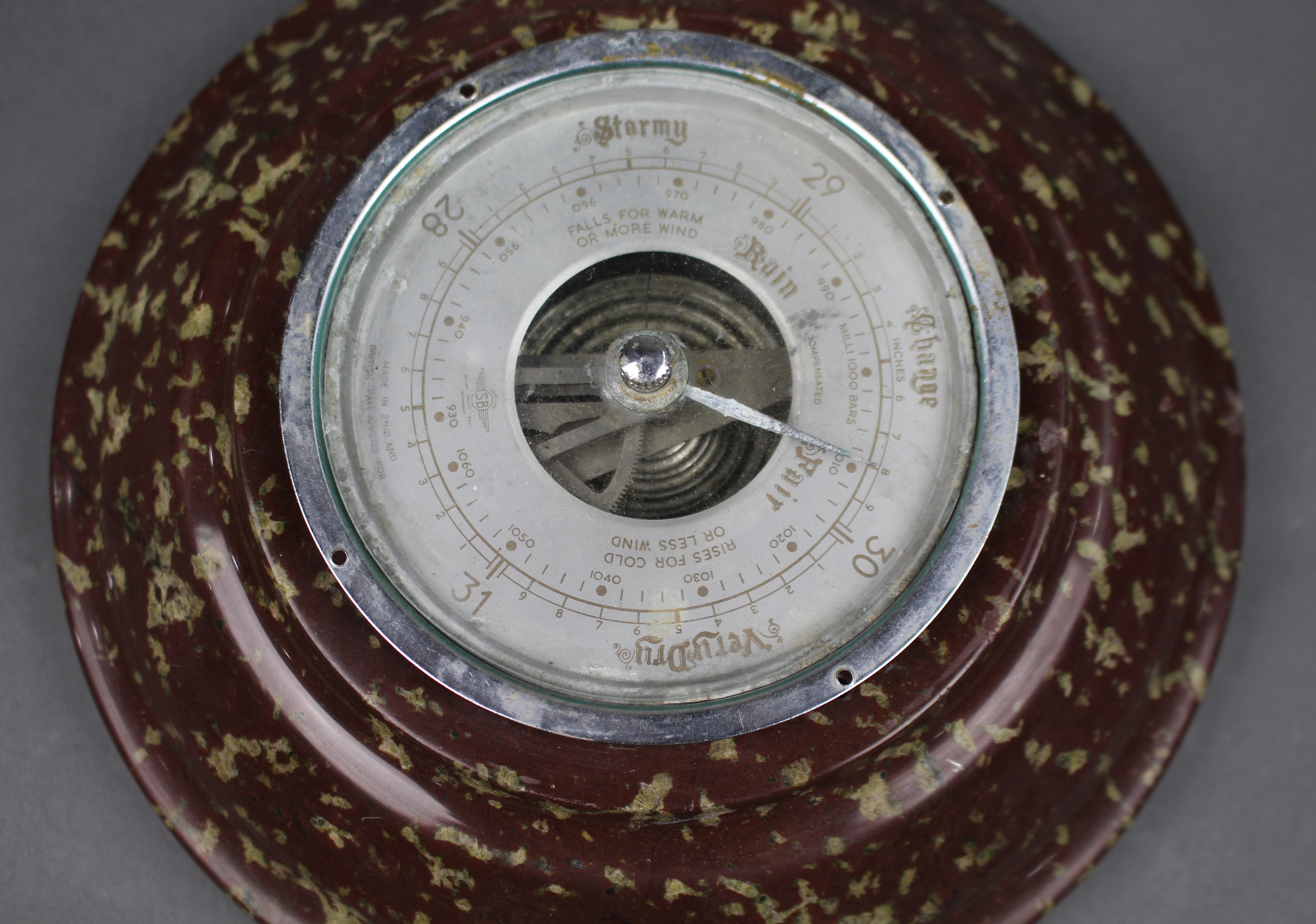 Vintage Aneroid Barometer with Marble Surround
