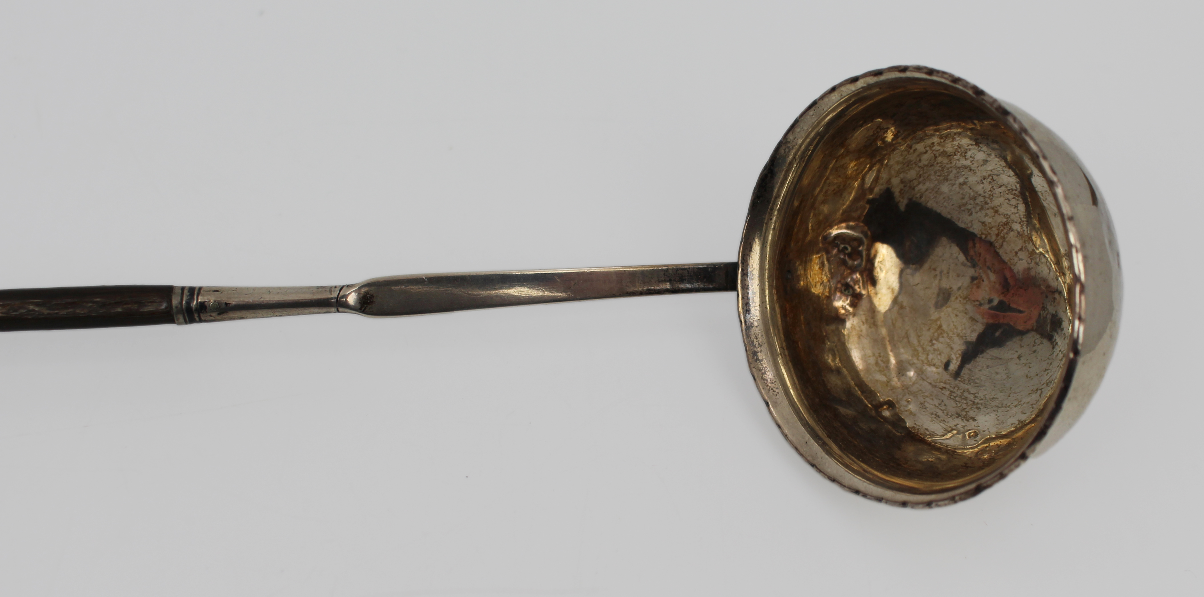 Antique Solid Silver & Macassar Ebony Punch / Toddy Ladle – Early 19th Century