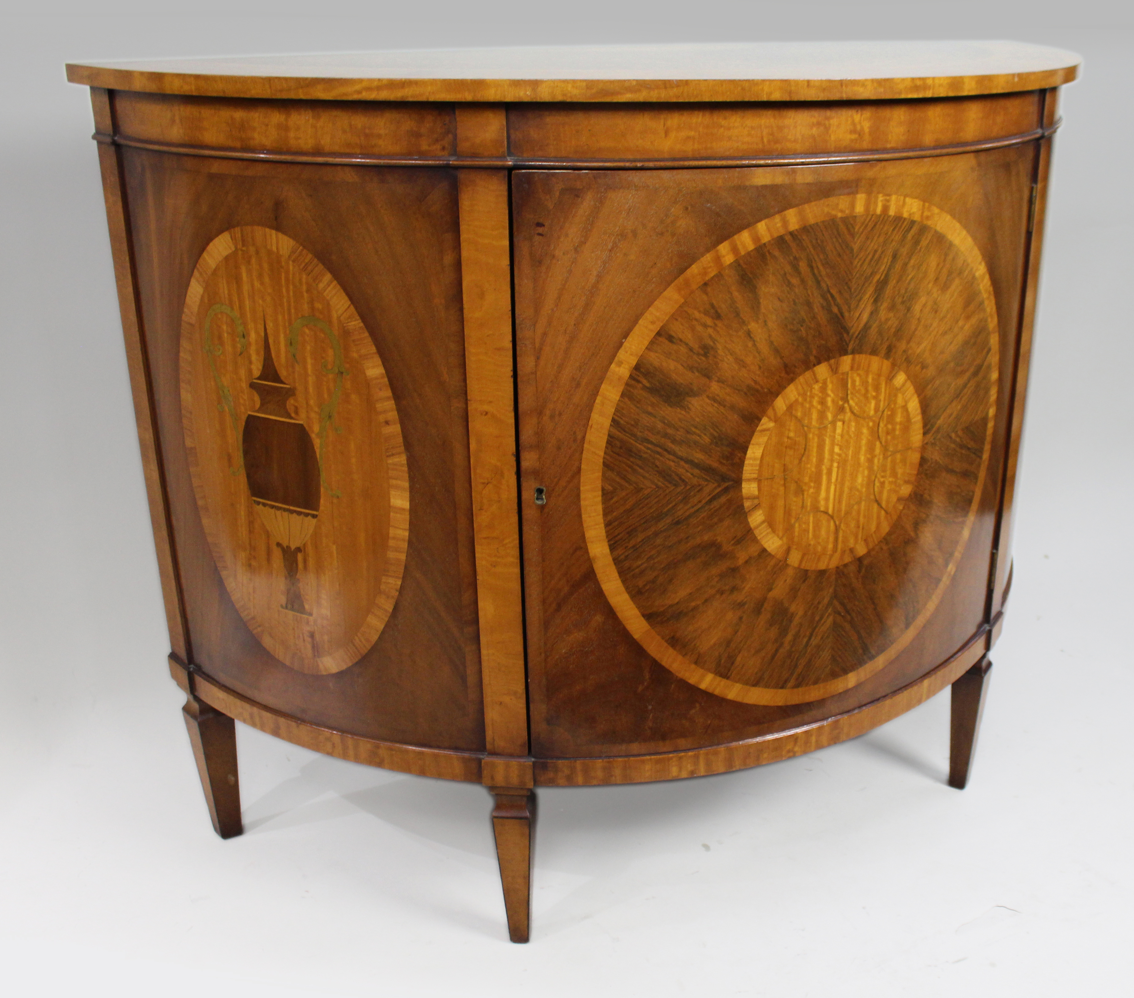 Elegant Neoclassical Style Inlaid Demilune Cabinet