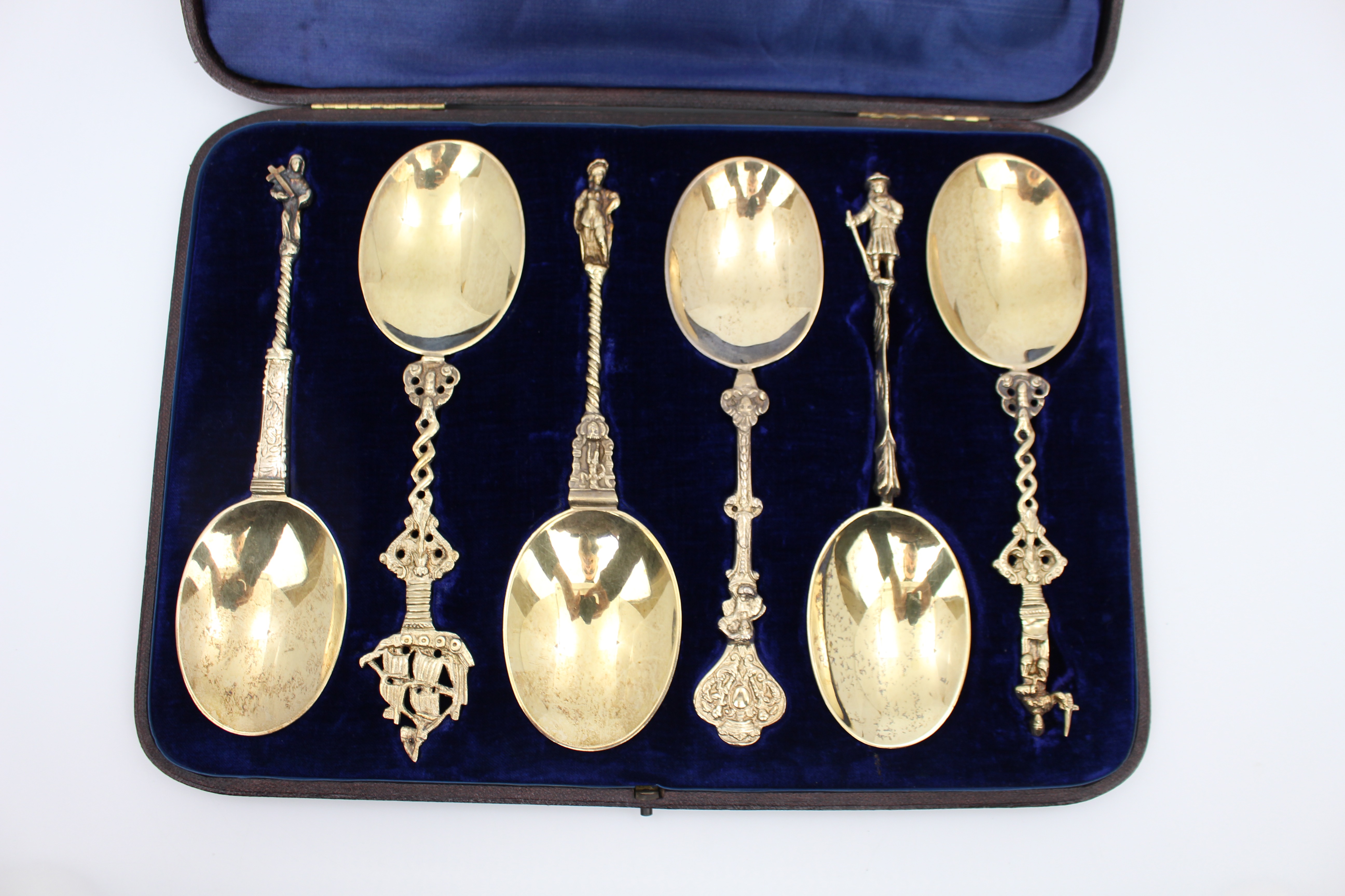 Cased Set of 6 Silver Gilt Spoons