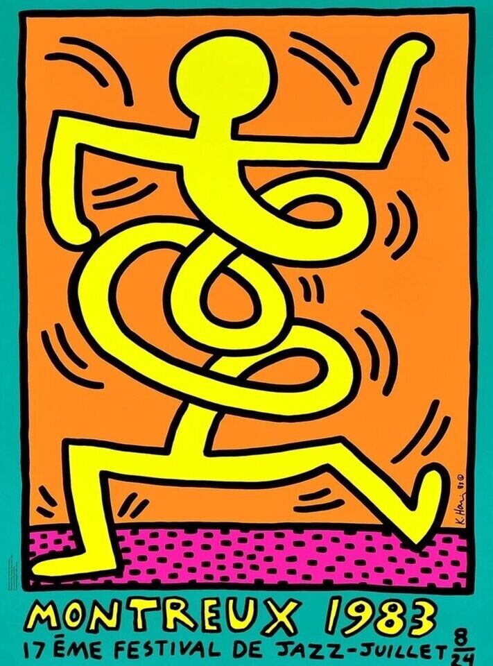 Set of Four Montreux Jazz Festival Posters - Keith Haring and Andy Warhol.