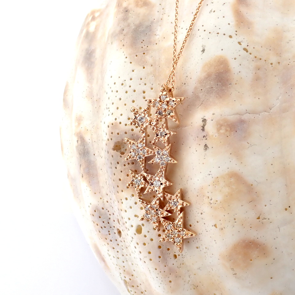 Natural Diamond 18K Rose/Pink Gold Necklace