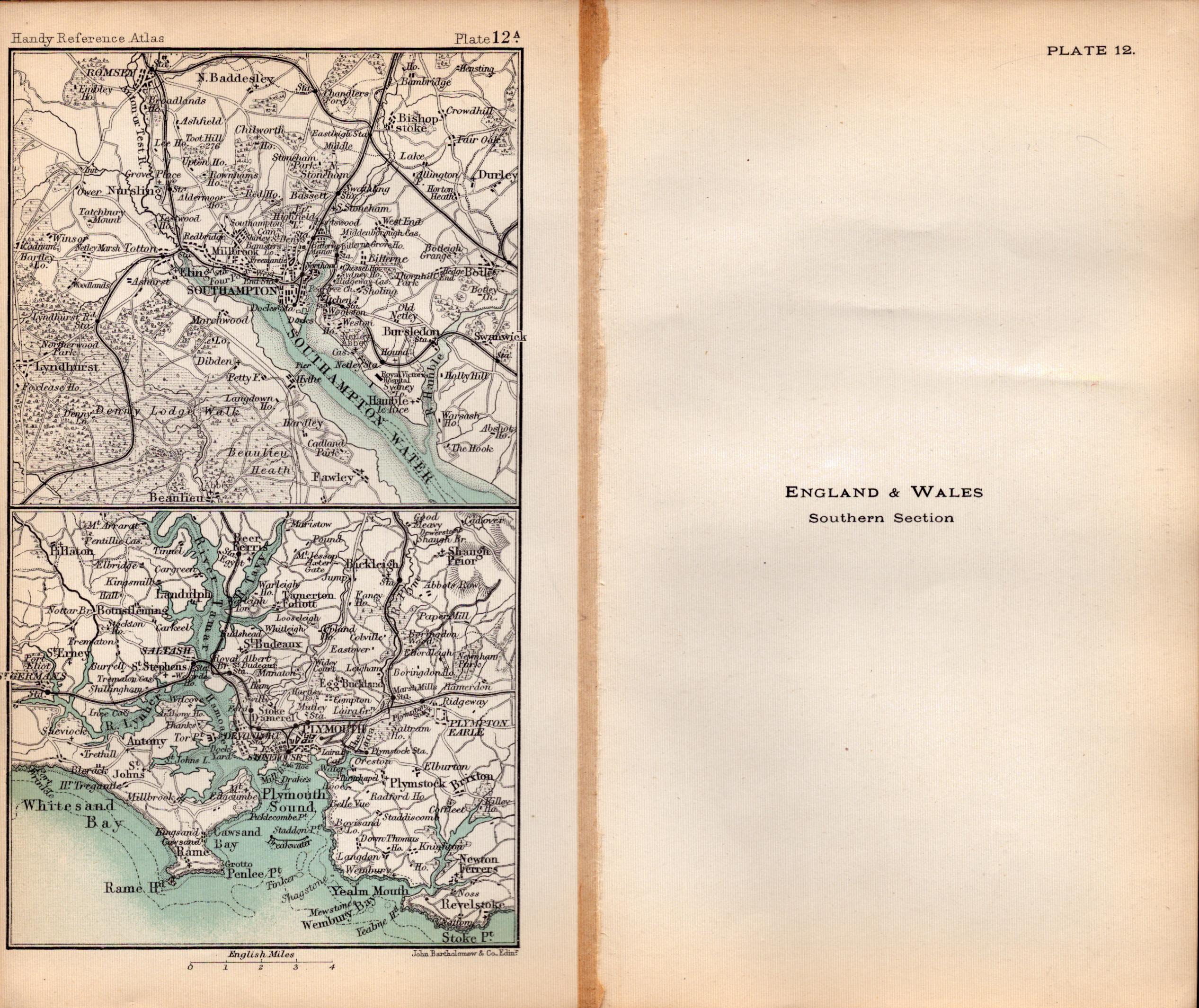England & Wales South Area Double Sided Antique 1896 Map.