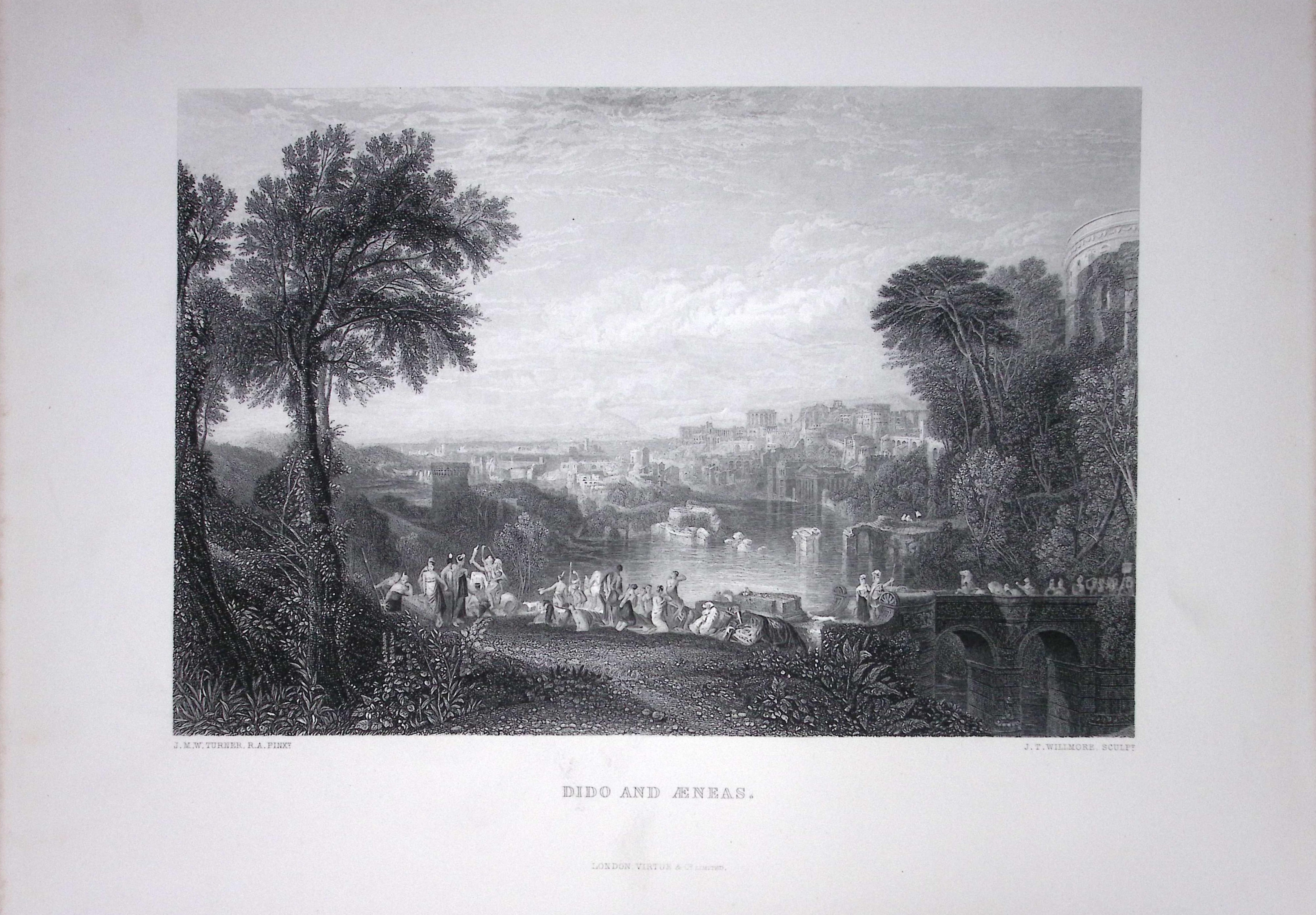 J.M.W Turner Dido & Aeneas Outside Carthage, Antique Steel Engraving-60-TR
