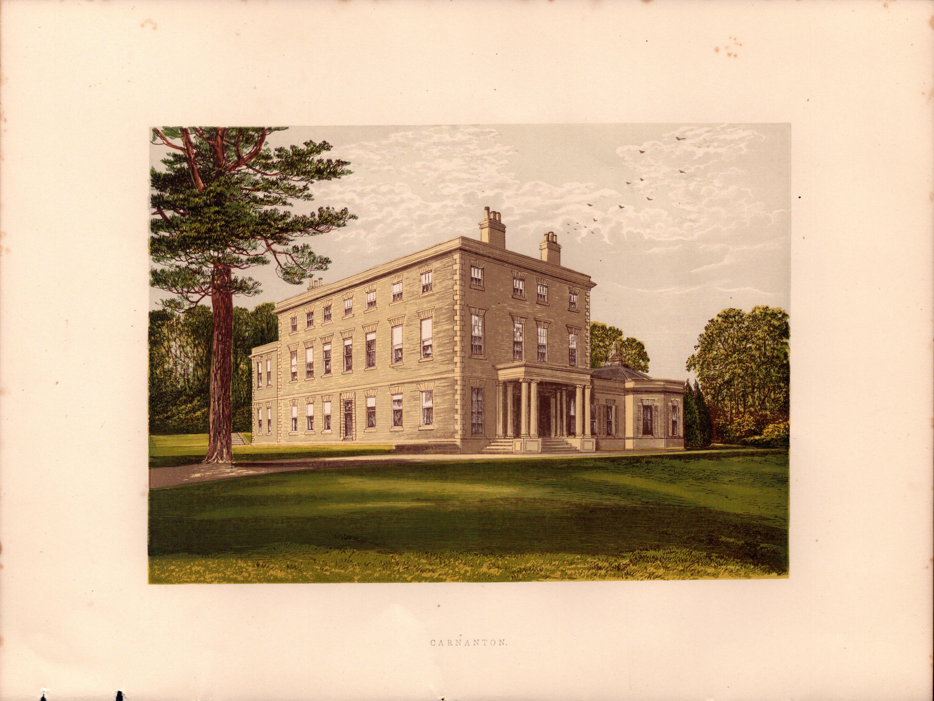 Carnanton House Cornwall  Gilt-Edge Coloured Antique Book Plate.