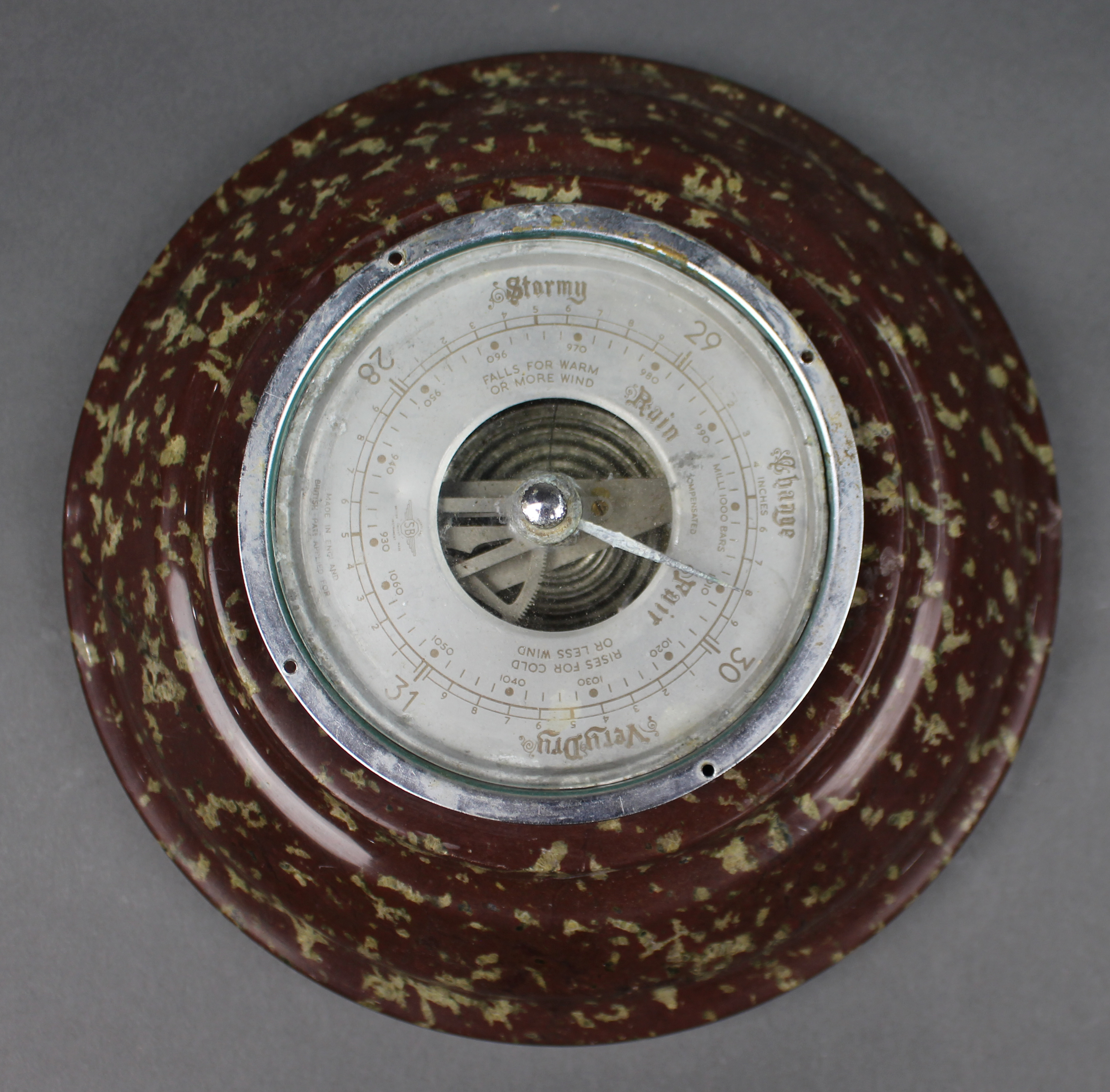 Vintage Aneroid Barometer with Marble Surround