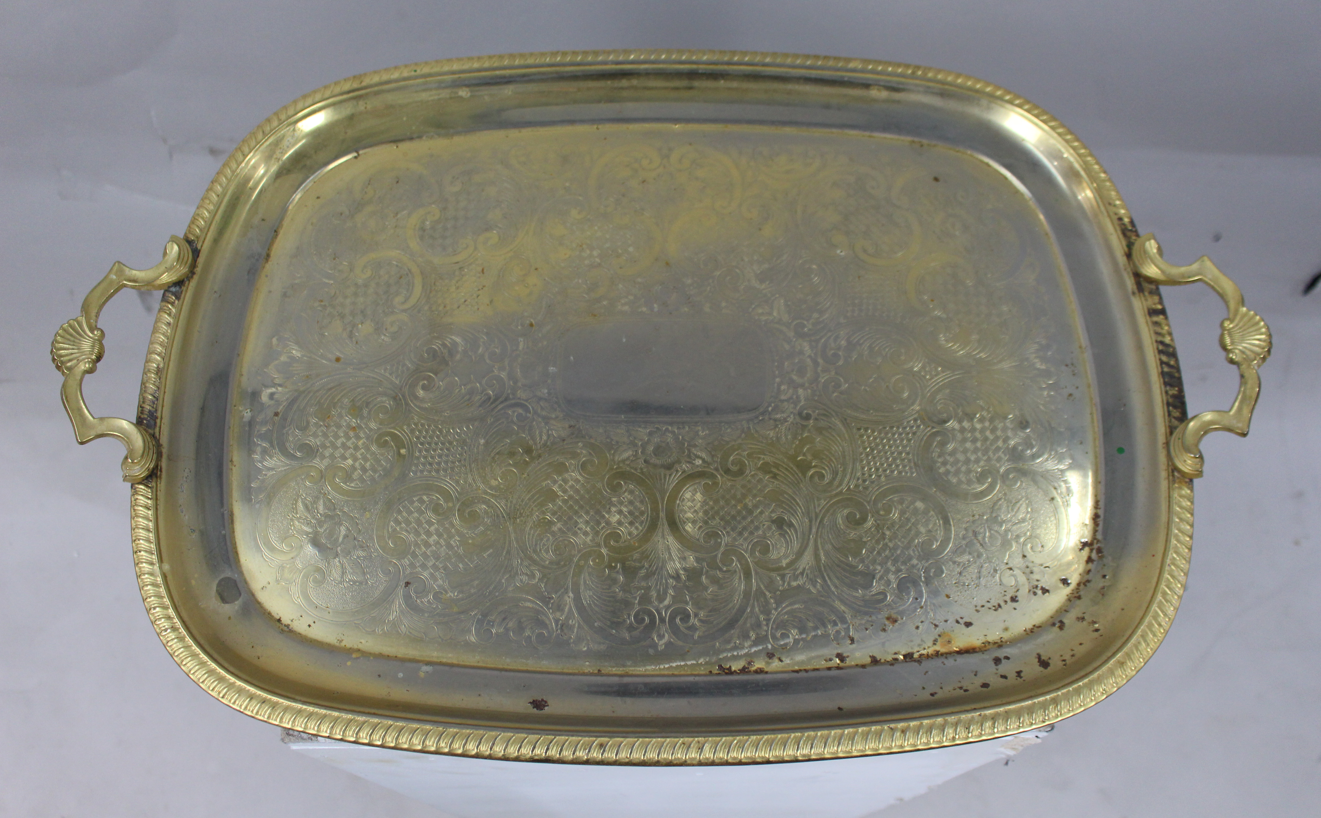 Large Vintage Gold Plated Tray
