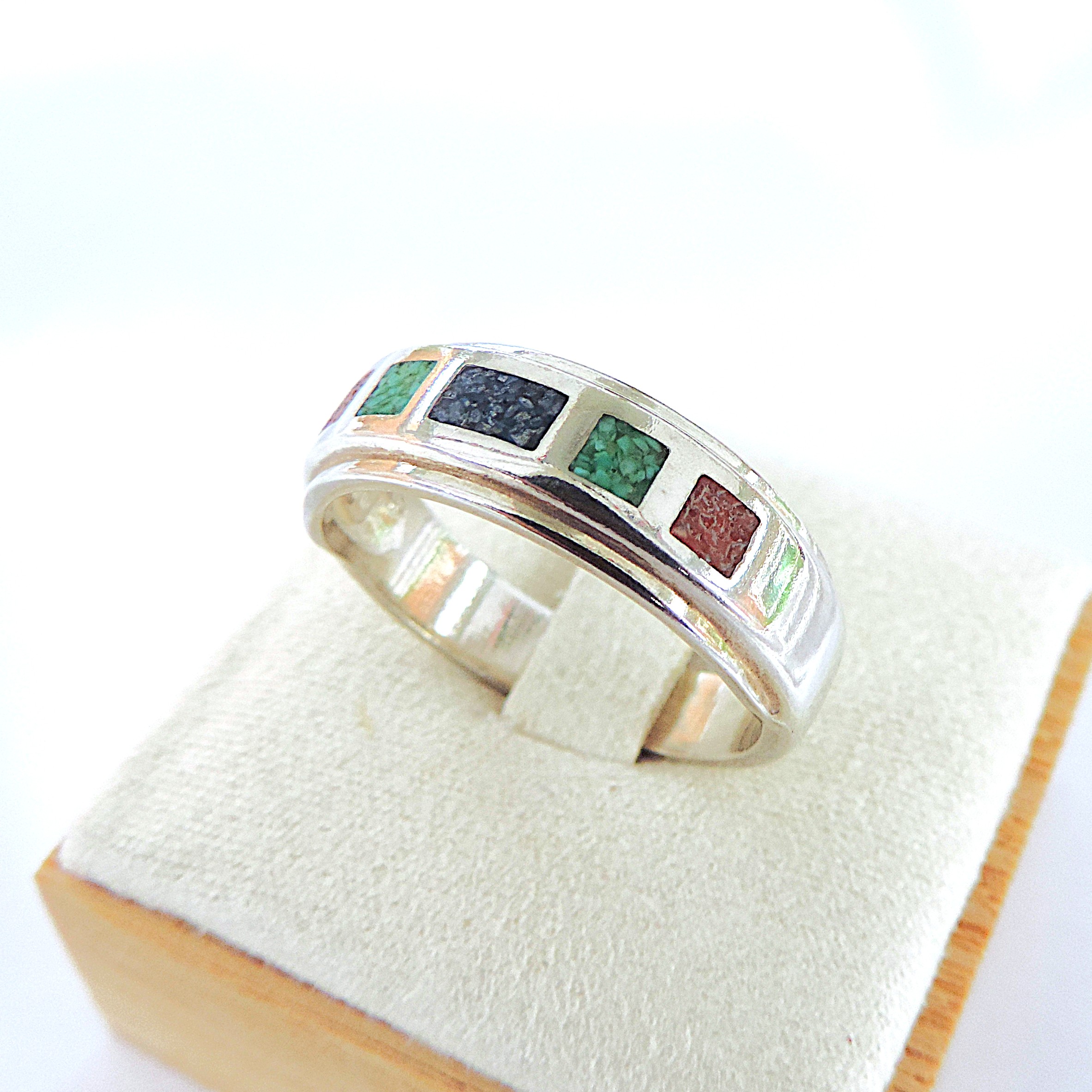925 Silver Sapphire, Ruby & Emerald Gemstone Ring