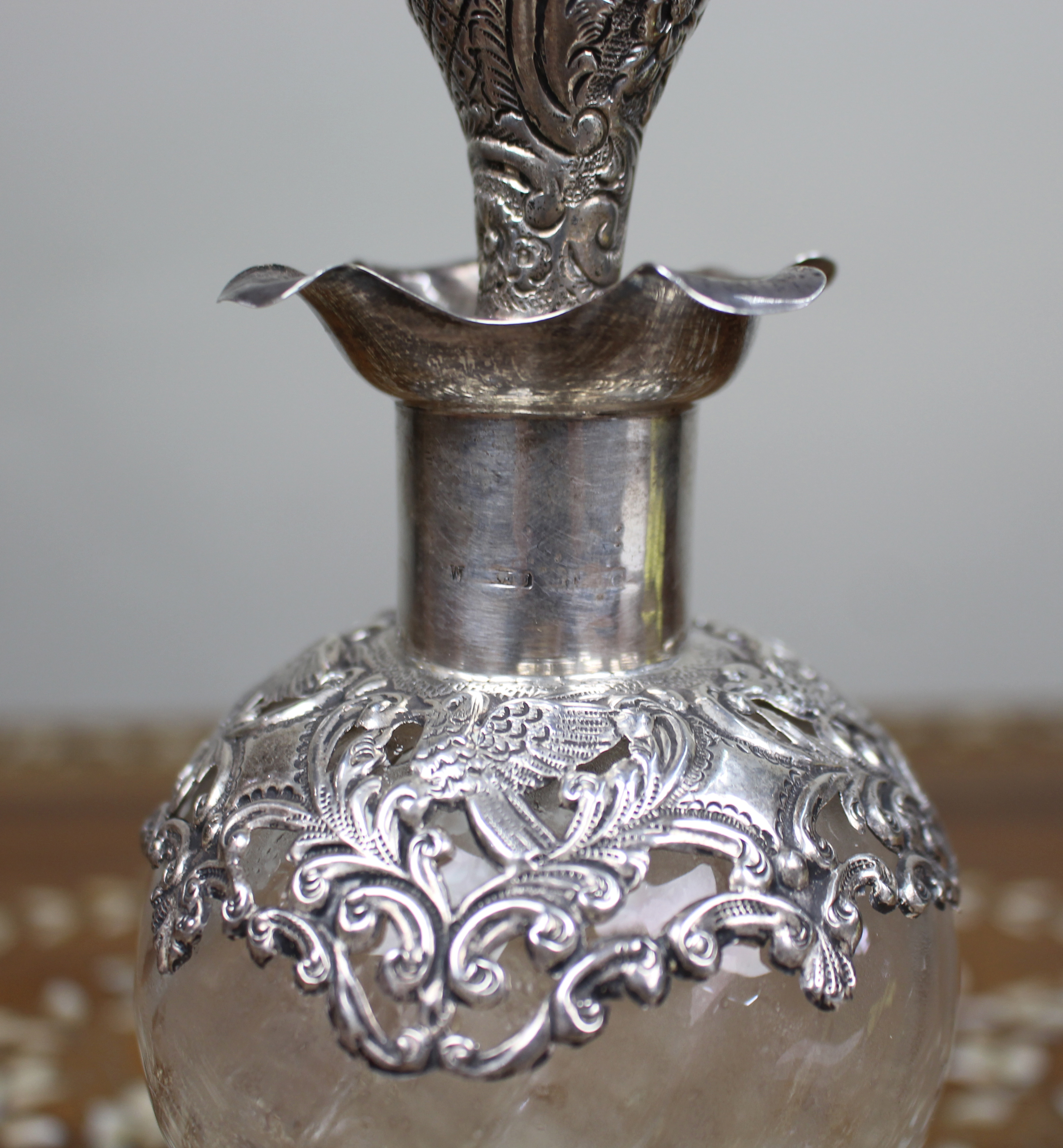Antique Silver Mounted Crystal Decanter