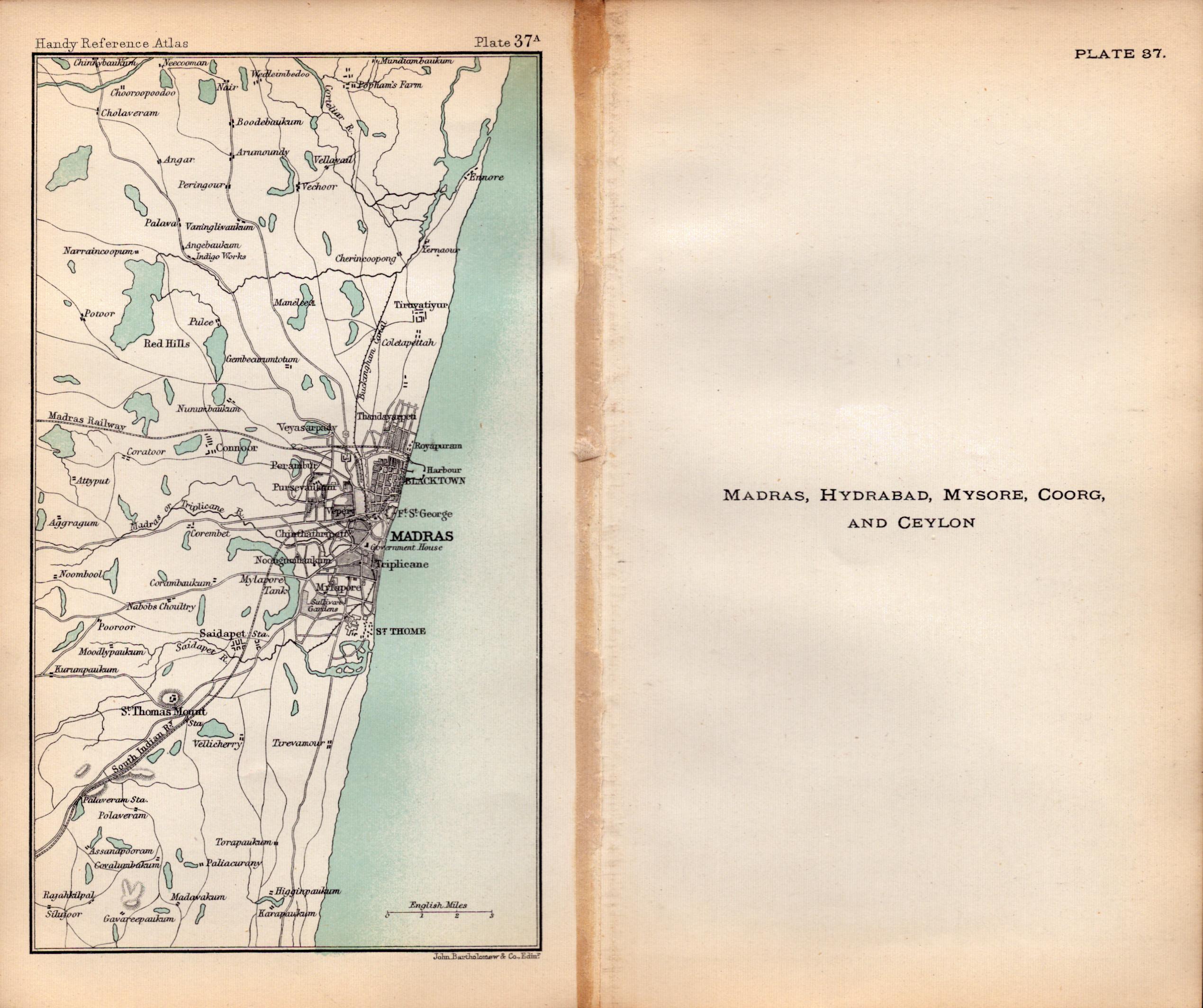 Madras Hyderabad Ceylon Double Sided Victorian Antique 1898 Map.