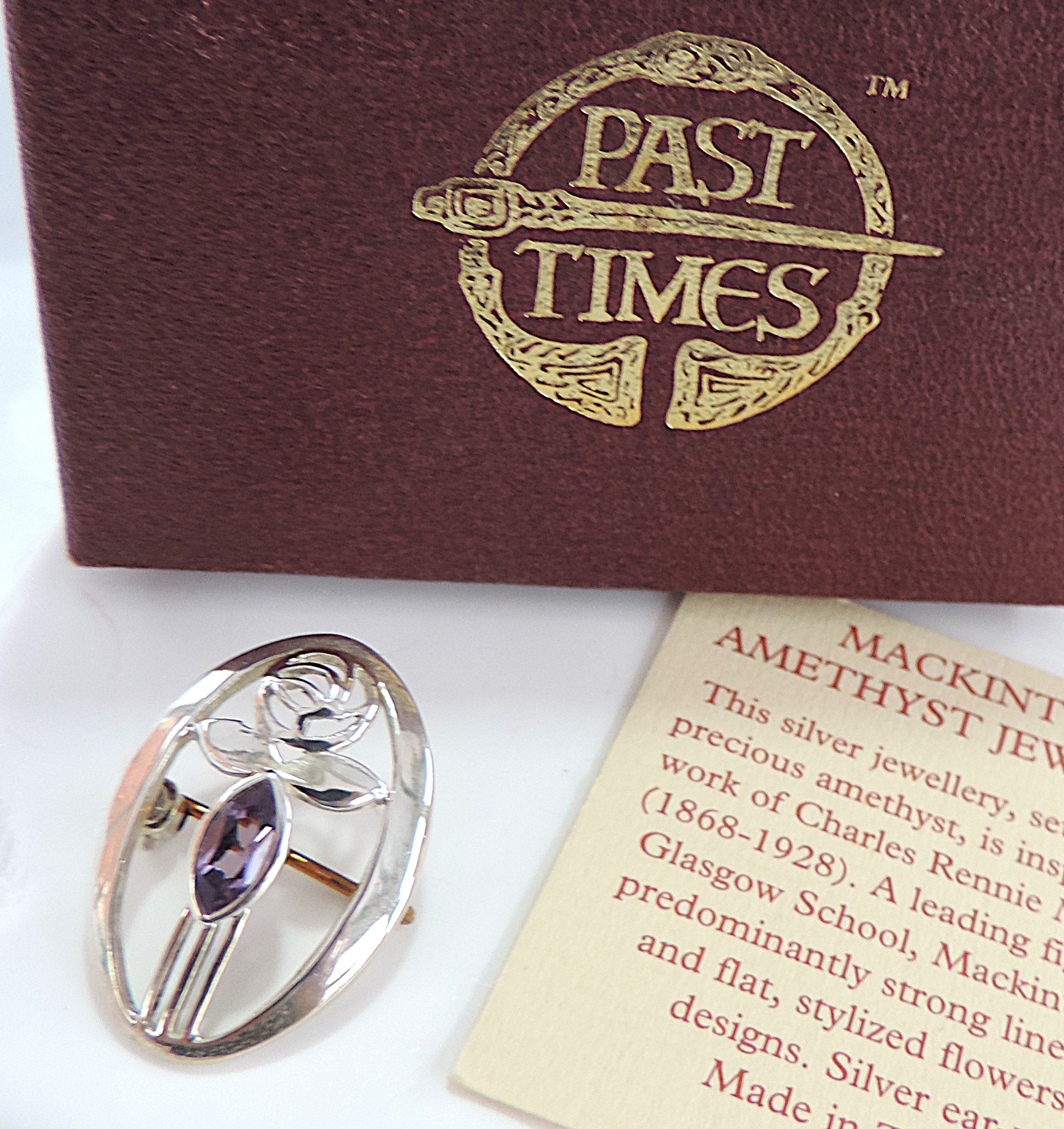 925 Silver & Amethyst Past Times Mackintosh Brooch
