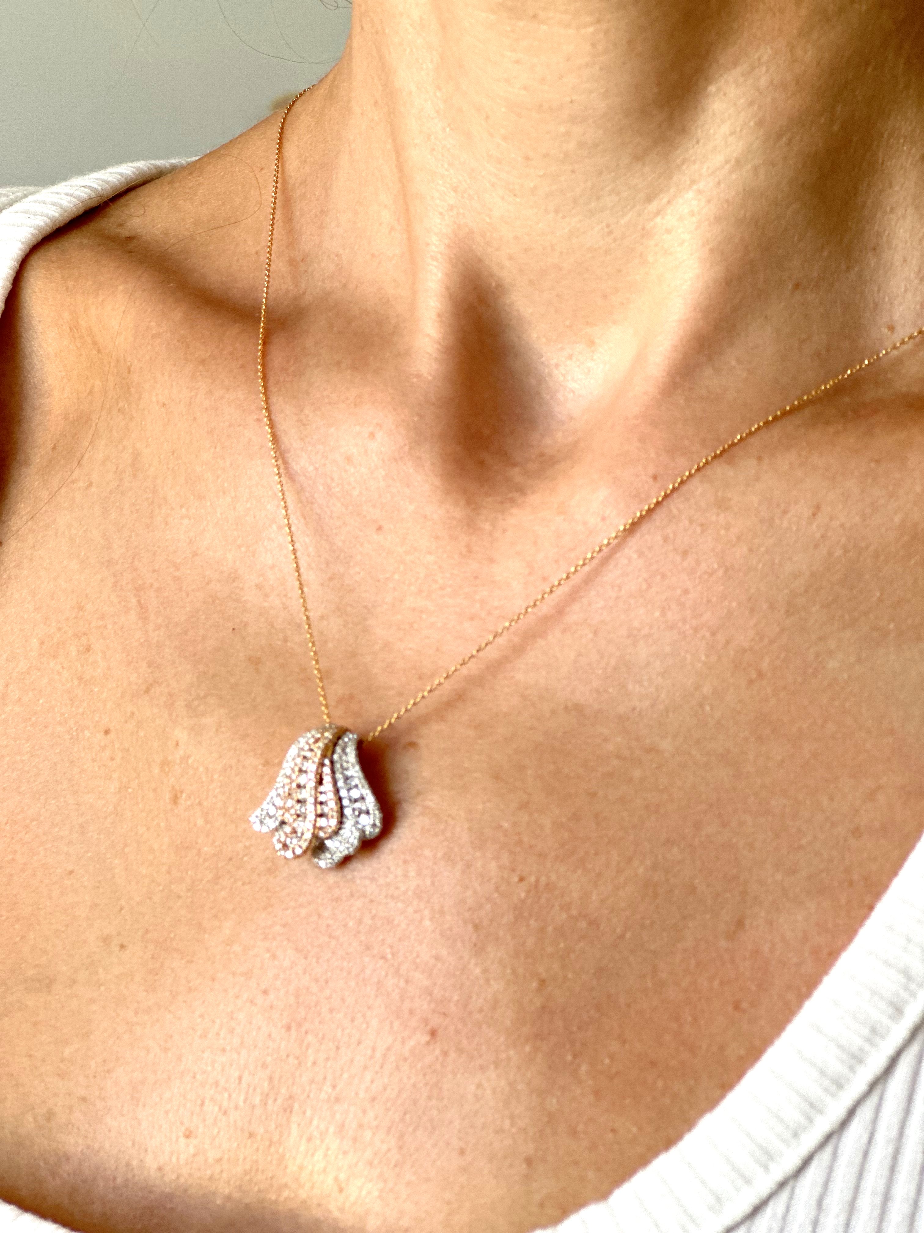 Natural Diamond 18K Rose & White Gold Necklace