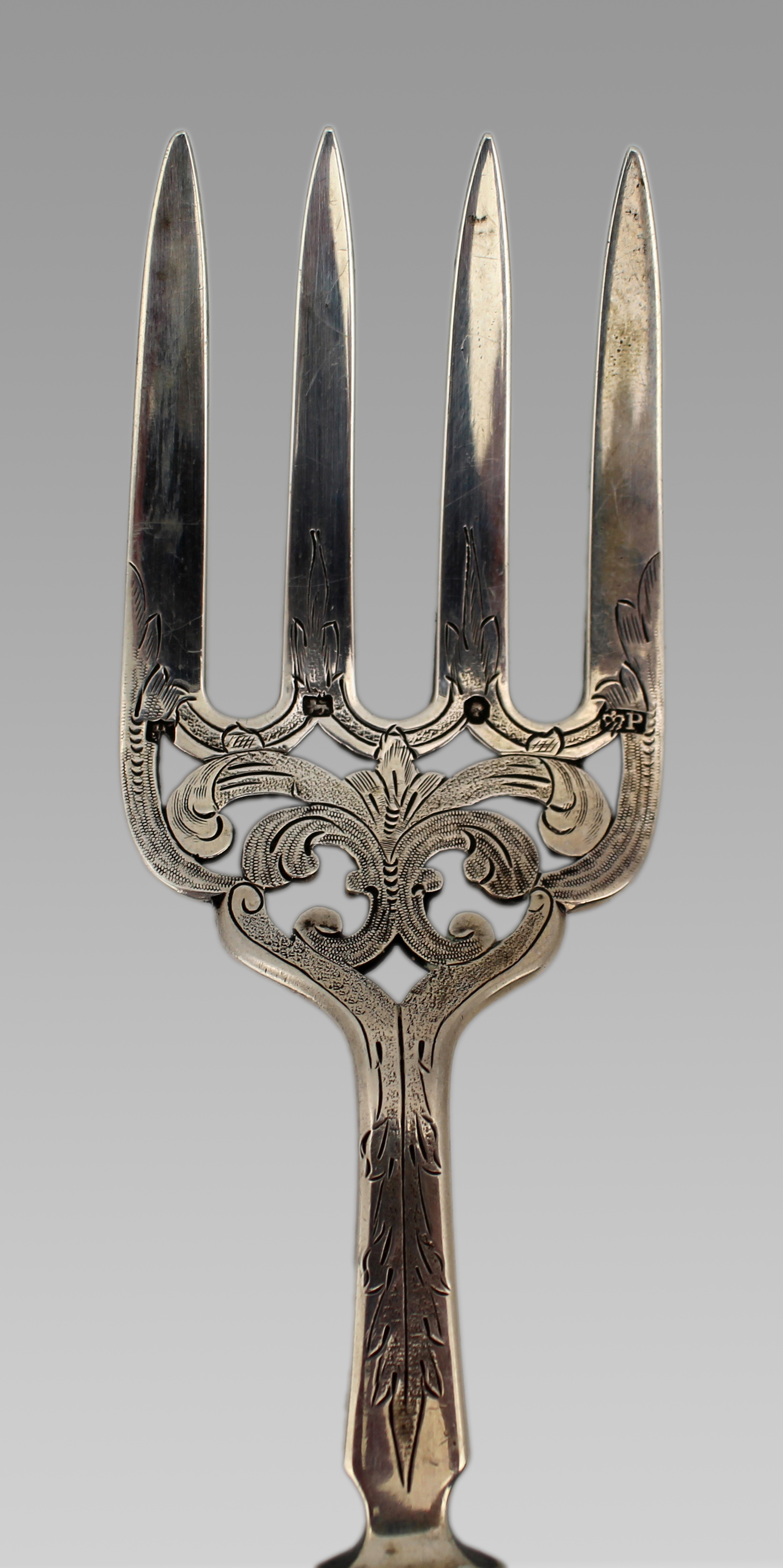 Edwardian Solid Silver and Bone Handled Bread Fork, Sheffield, 1907
