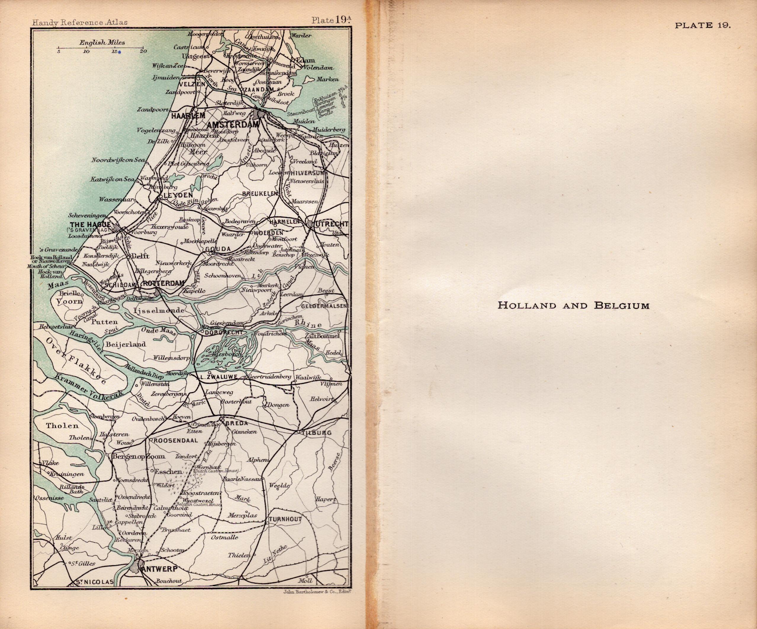 Holland & Belgium Area Double Sided Antique 1896 Map.
