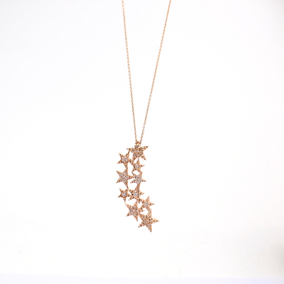 Natural Diamond 18K Rose/Pink Gold Necklace