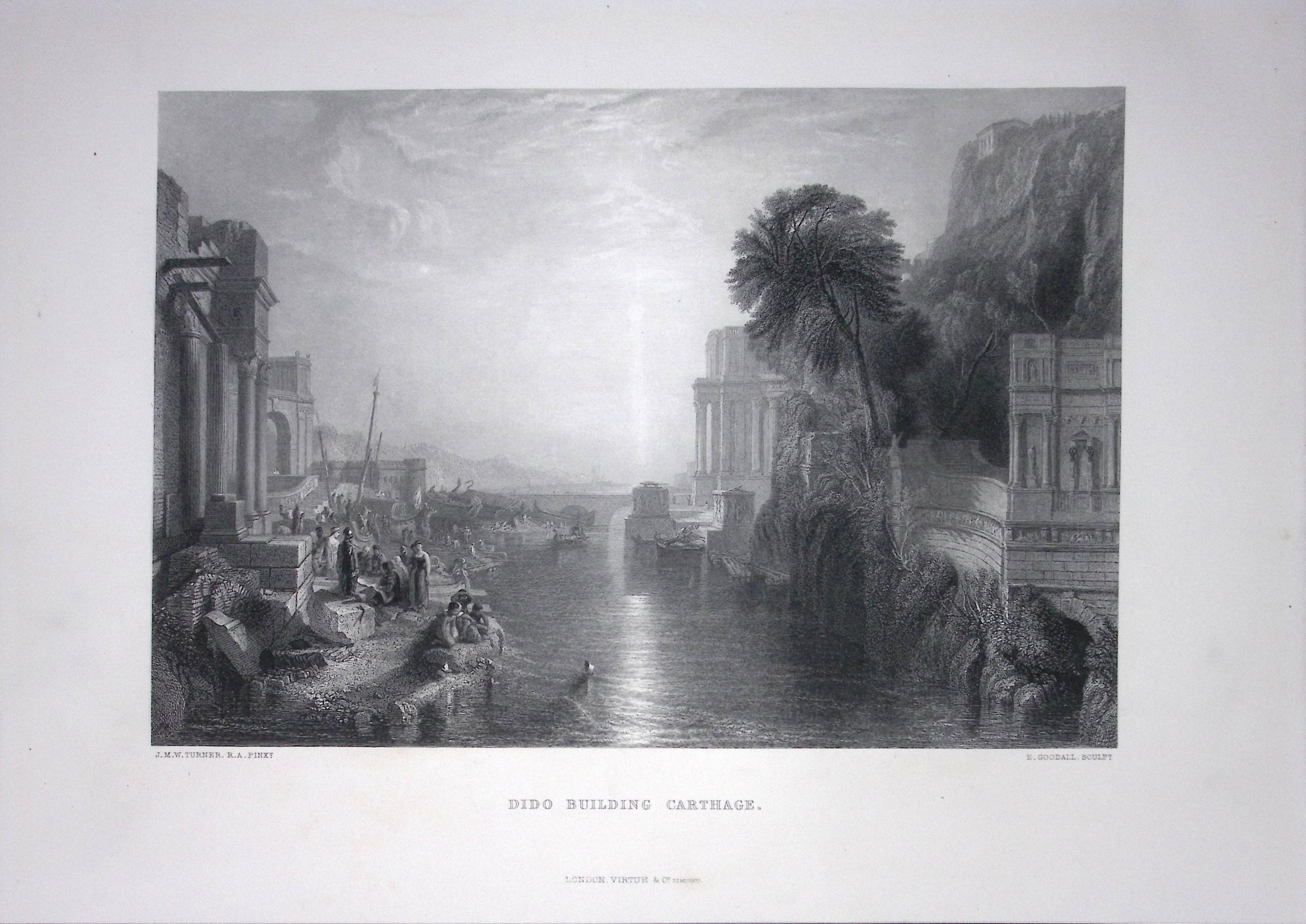 J.M.W Turner Dido Building Carthage, Antique Steel Engraving-61-TR
