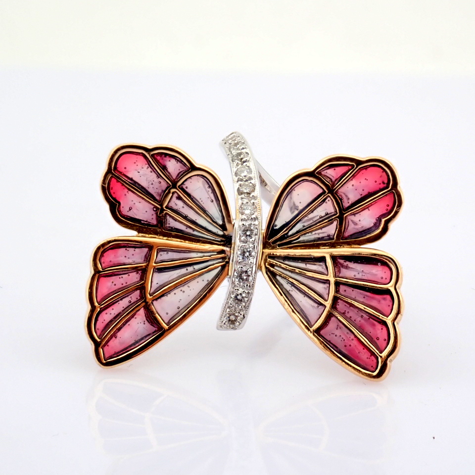 Natural Diamond 18K Rose & White Gold Ring