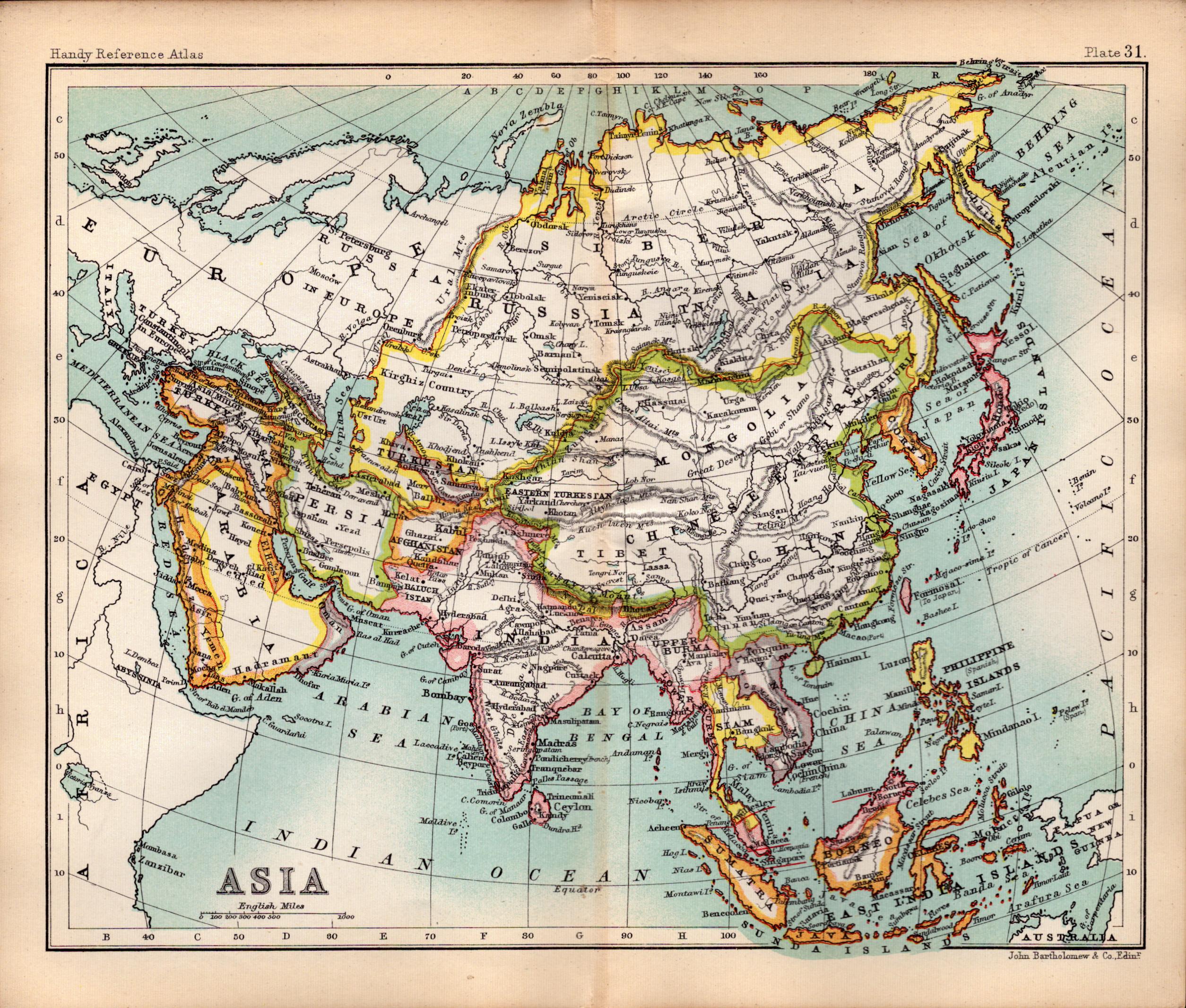 Asia, Mesopotamia Area Double Sided Antique 1896 Map.