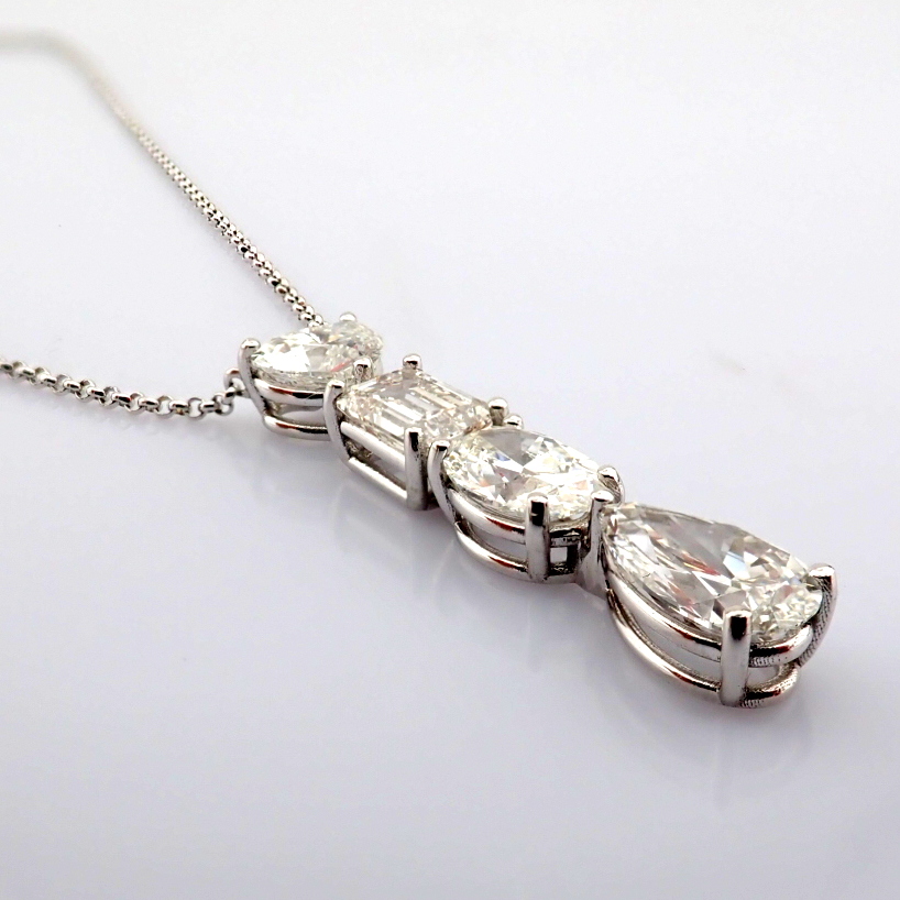 Emerald Cut Lab-Grown Diamond Necklace - 4.4 Total Carat (IGI Certified)