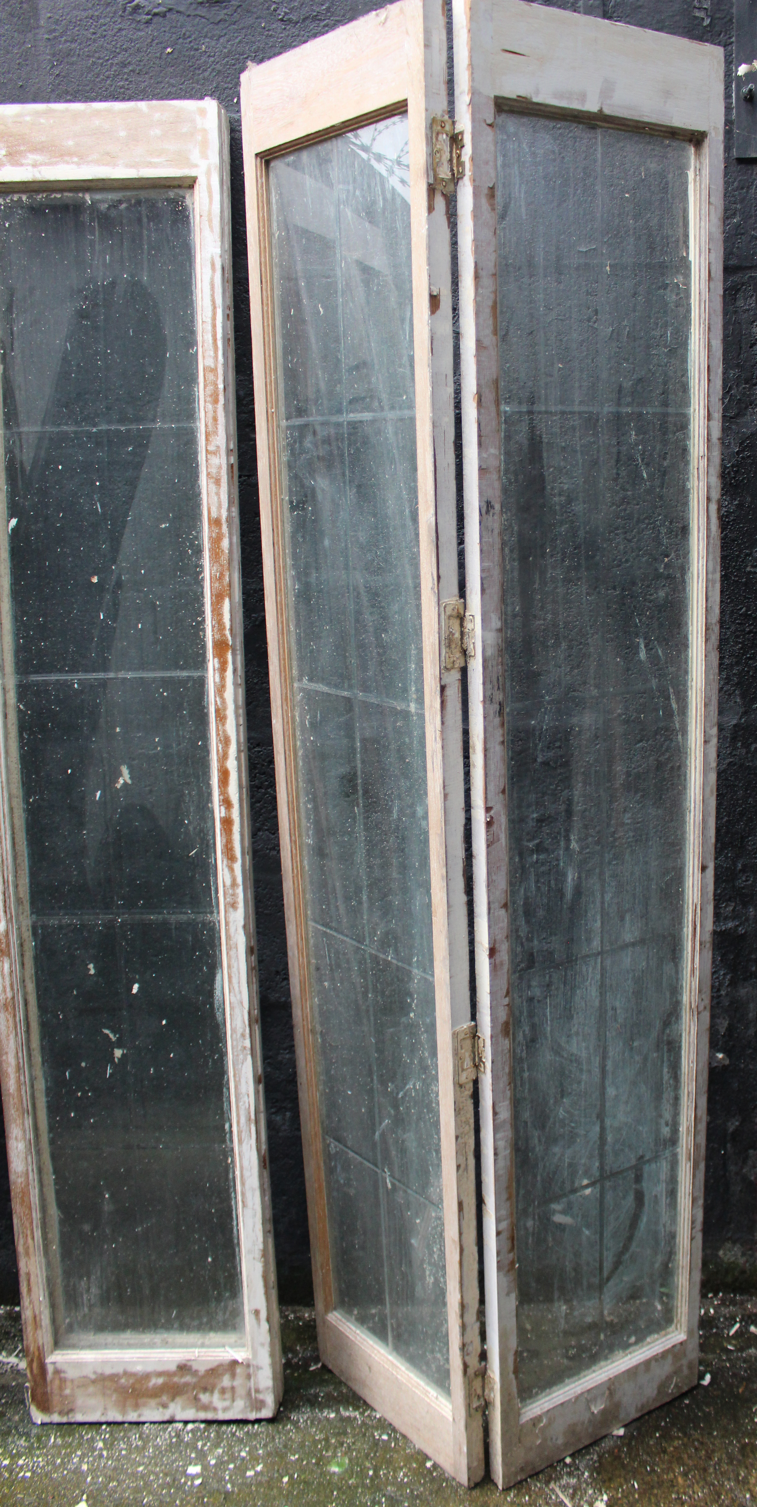 Set of 4 Vintage Carved Wood Bevelled Glazed Hinged Doors