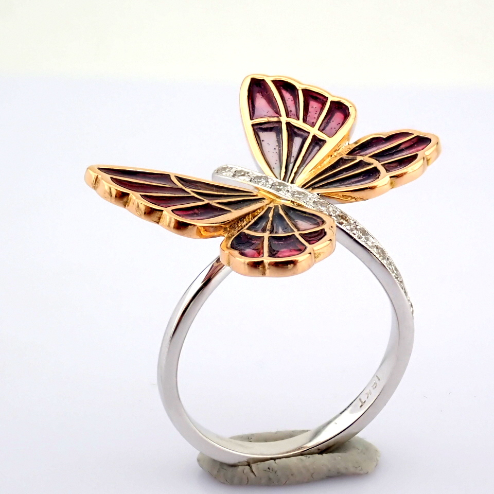 Natural Diamond 18K Rose & White Gold Ring