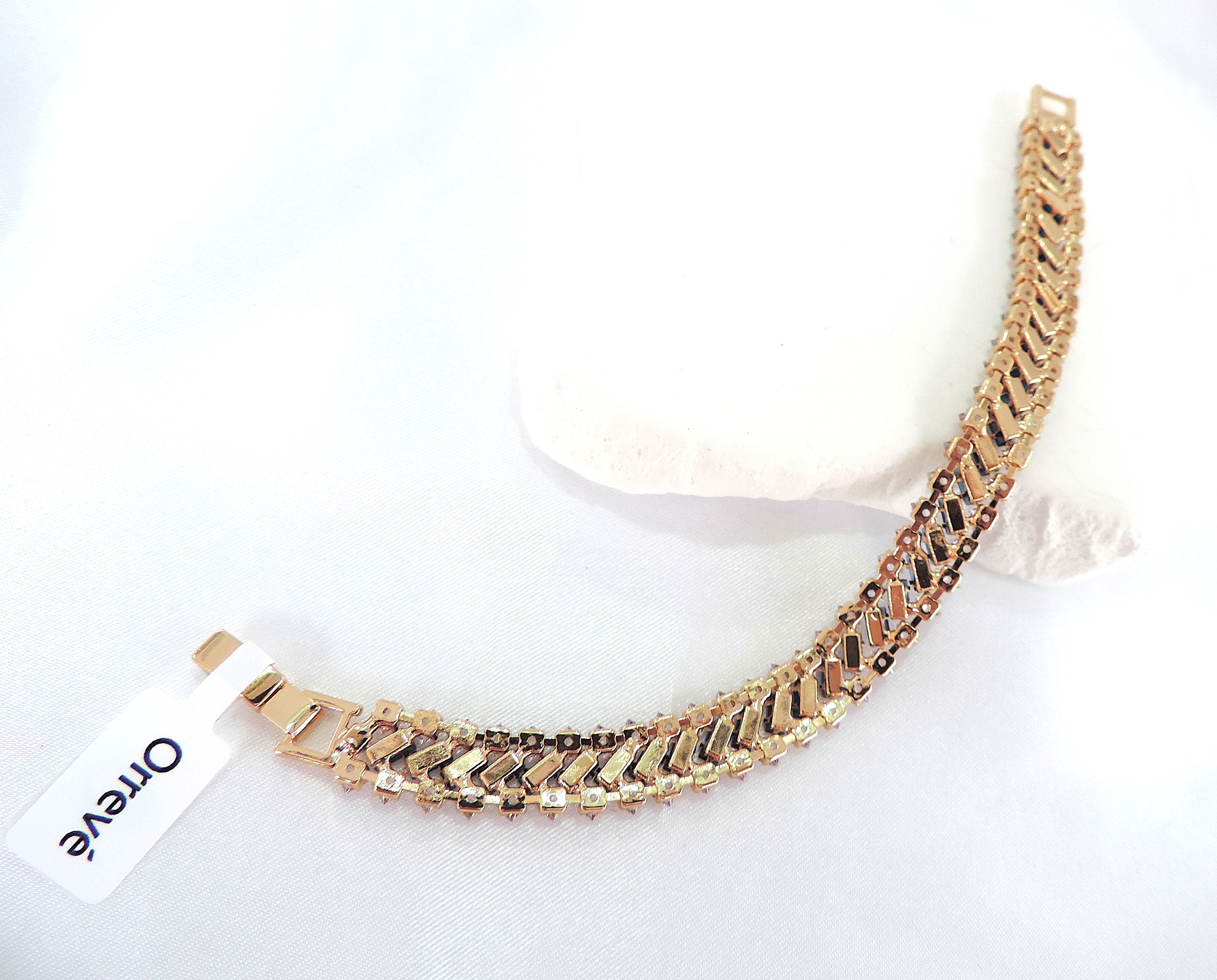 Orrevé Art Deco Style Blue & White Crystal Cocktail Bracelet 'New with Gift Box'