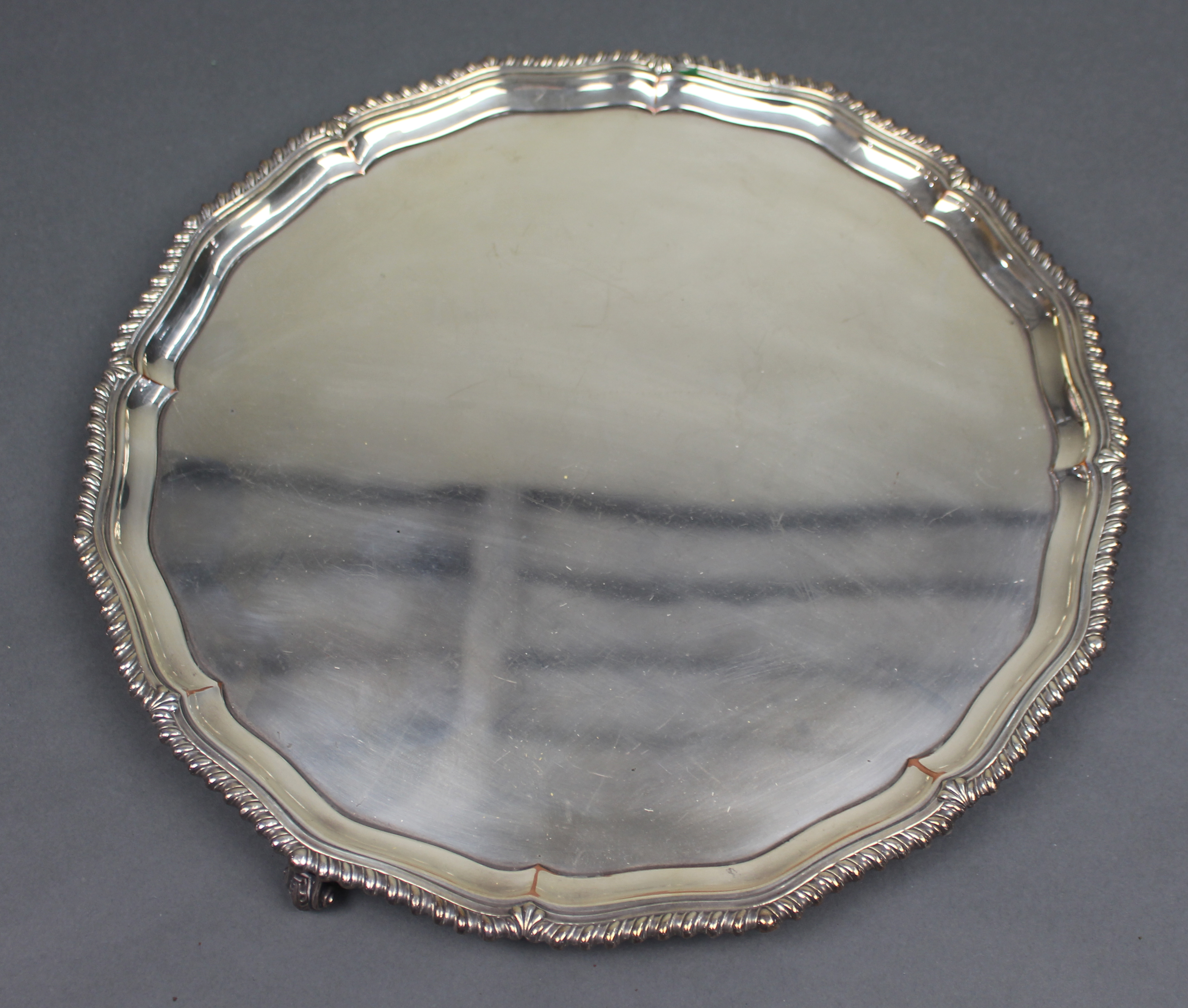 Antique Silver Plated Footed Serving Tray