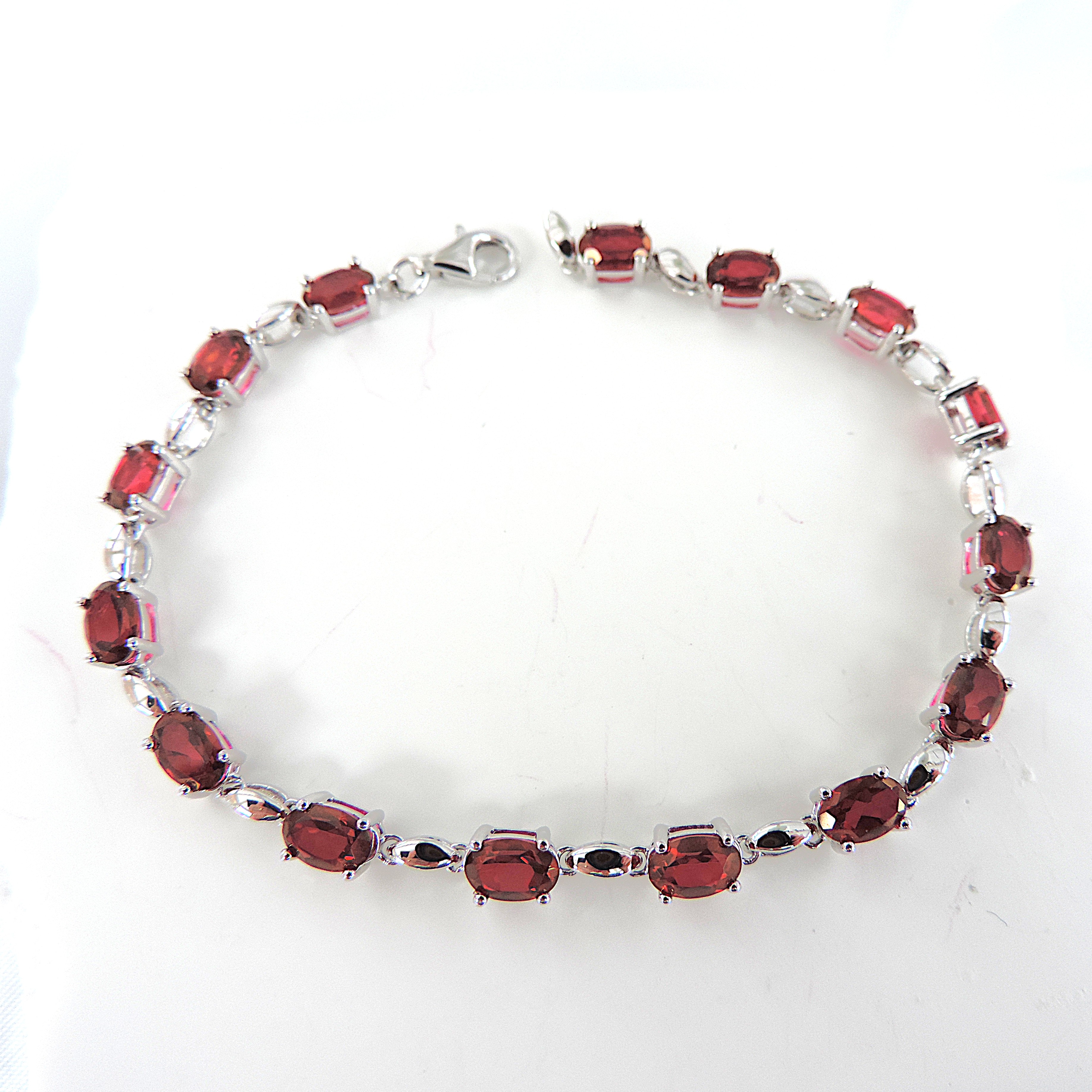 925 Sterling Silver Mystic Crimson Red Topaz Bracelet 'NEW'