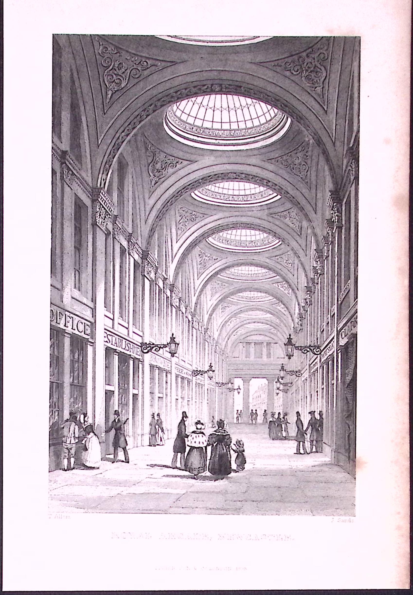 The Royal Arcade Newcastle 1835 Antique Steel Engraving-12-TR