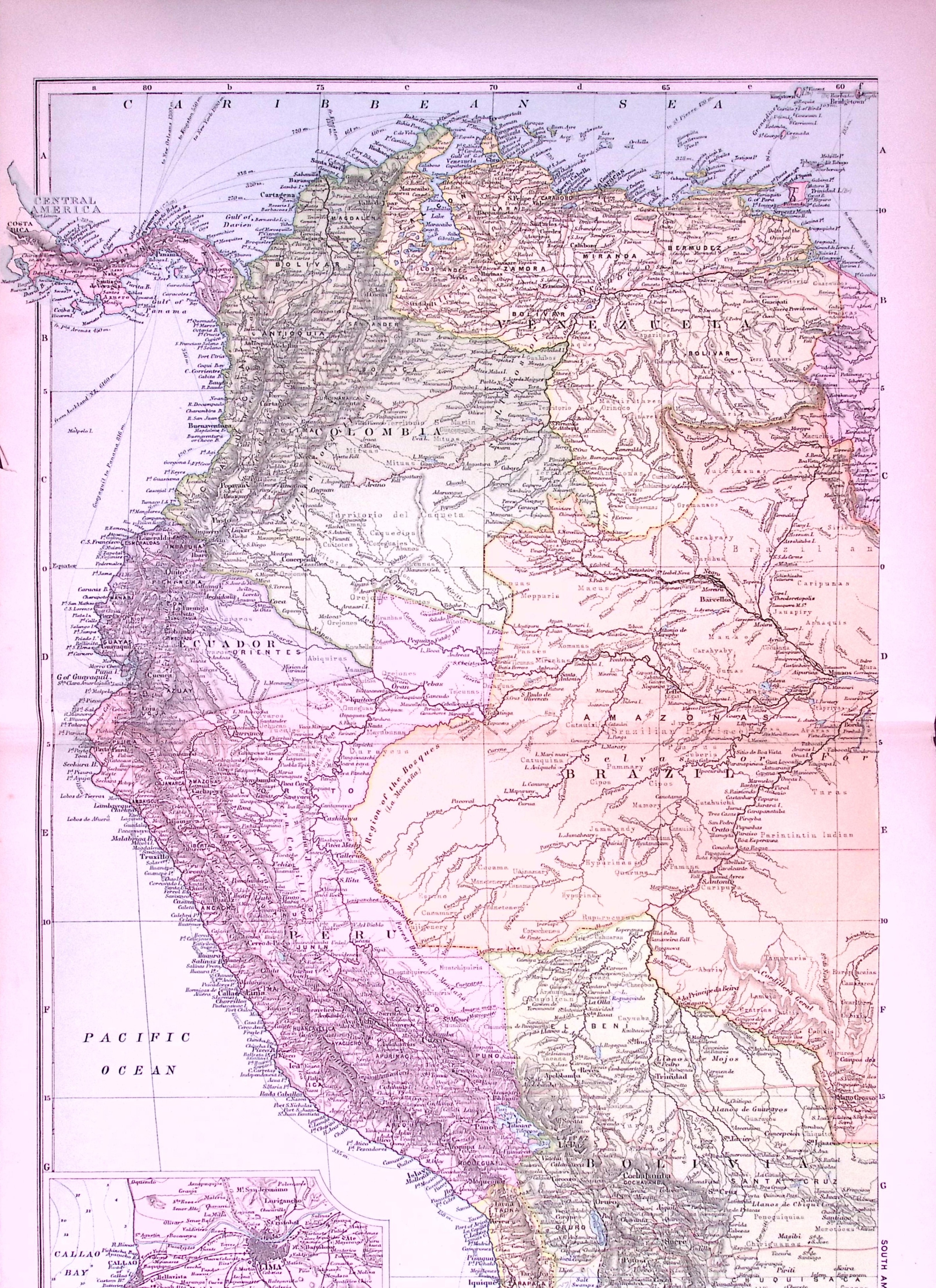 South America North West 120-Year-Old Large Antique Map by G.W. Bacon-44