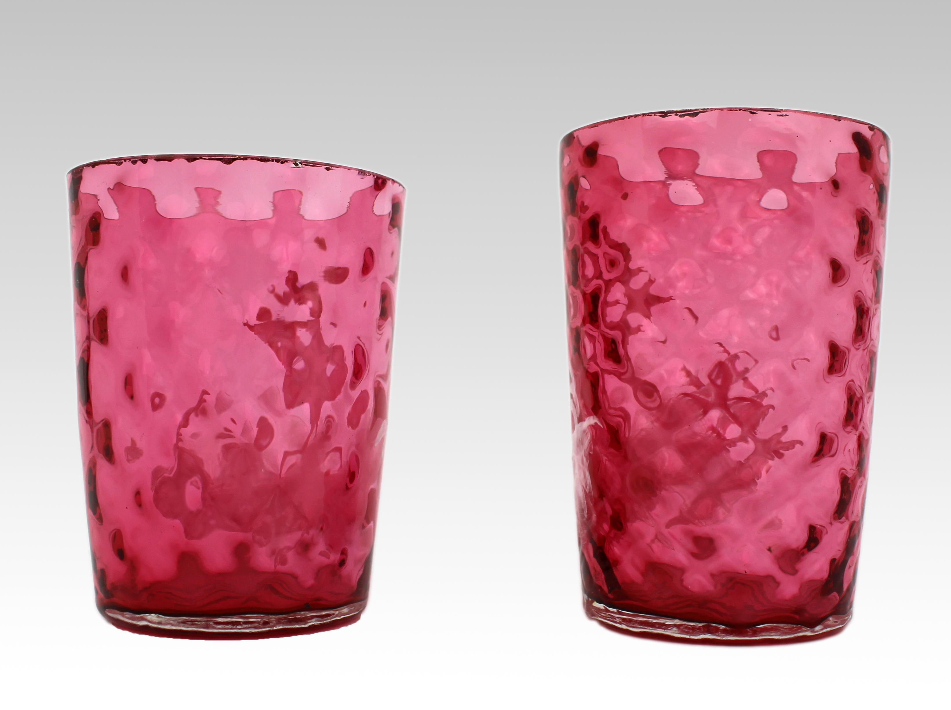 Pair of Victorian Cranberry Glass Tumblers – Mary Gregory Style