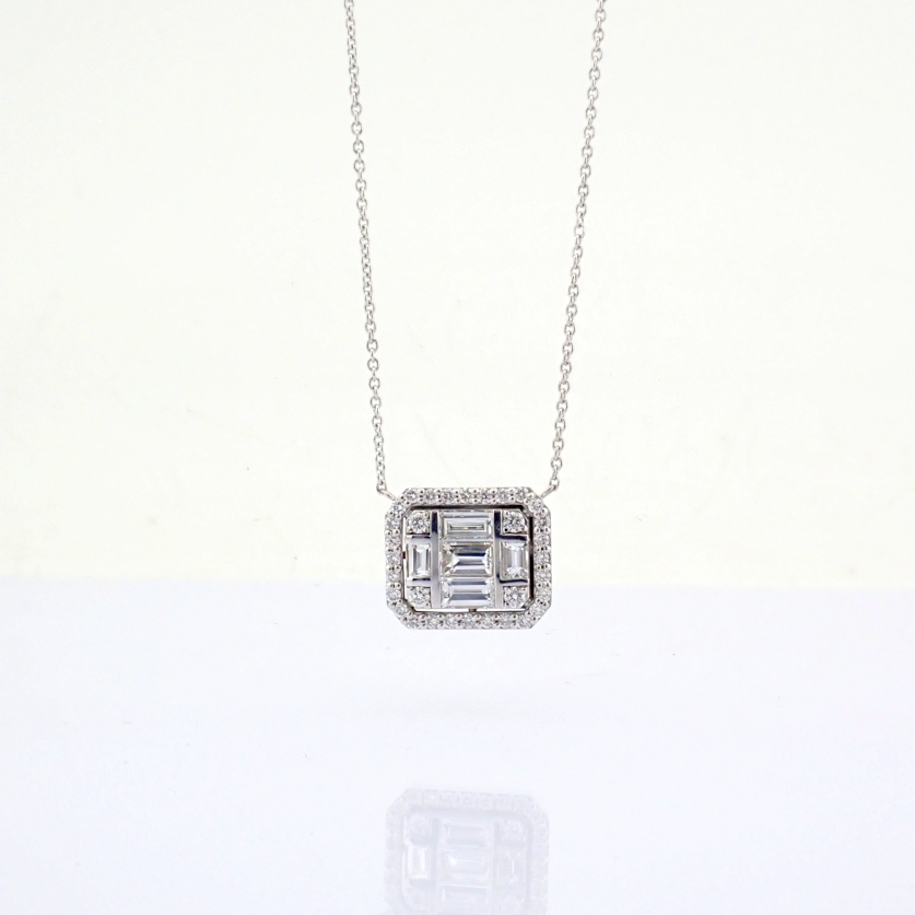 Natural Diamond 18K White Gold Necklace