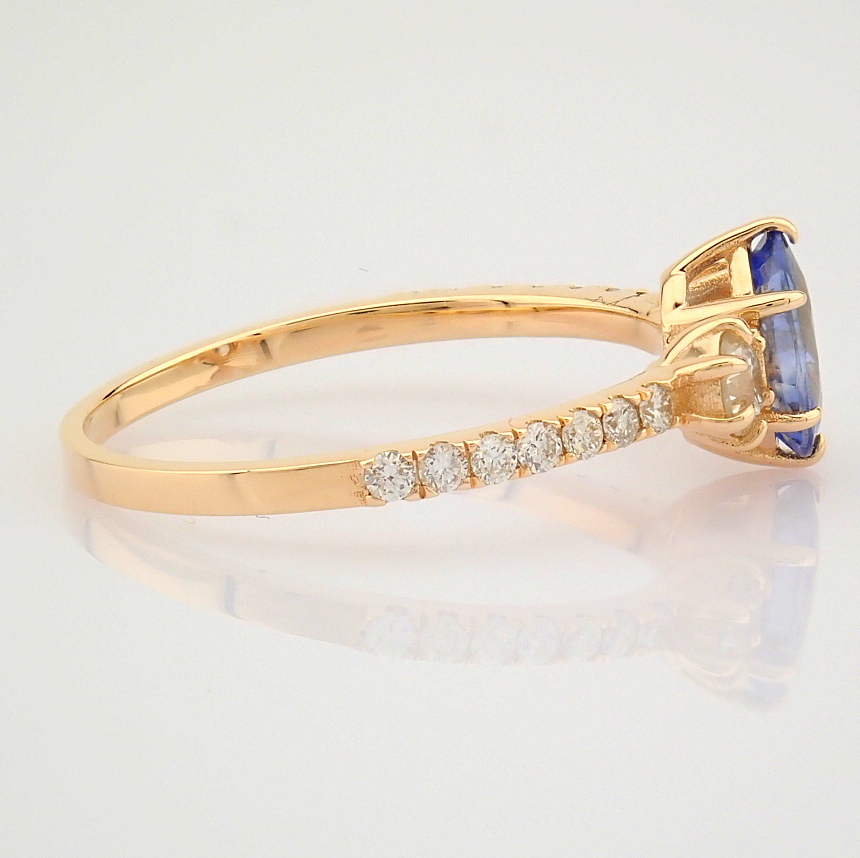 Certificated 14K Rose/Pink Gold Diamond & Sapphire Ring (Total 1.14 ct Stone)