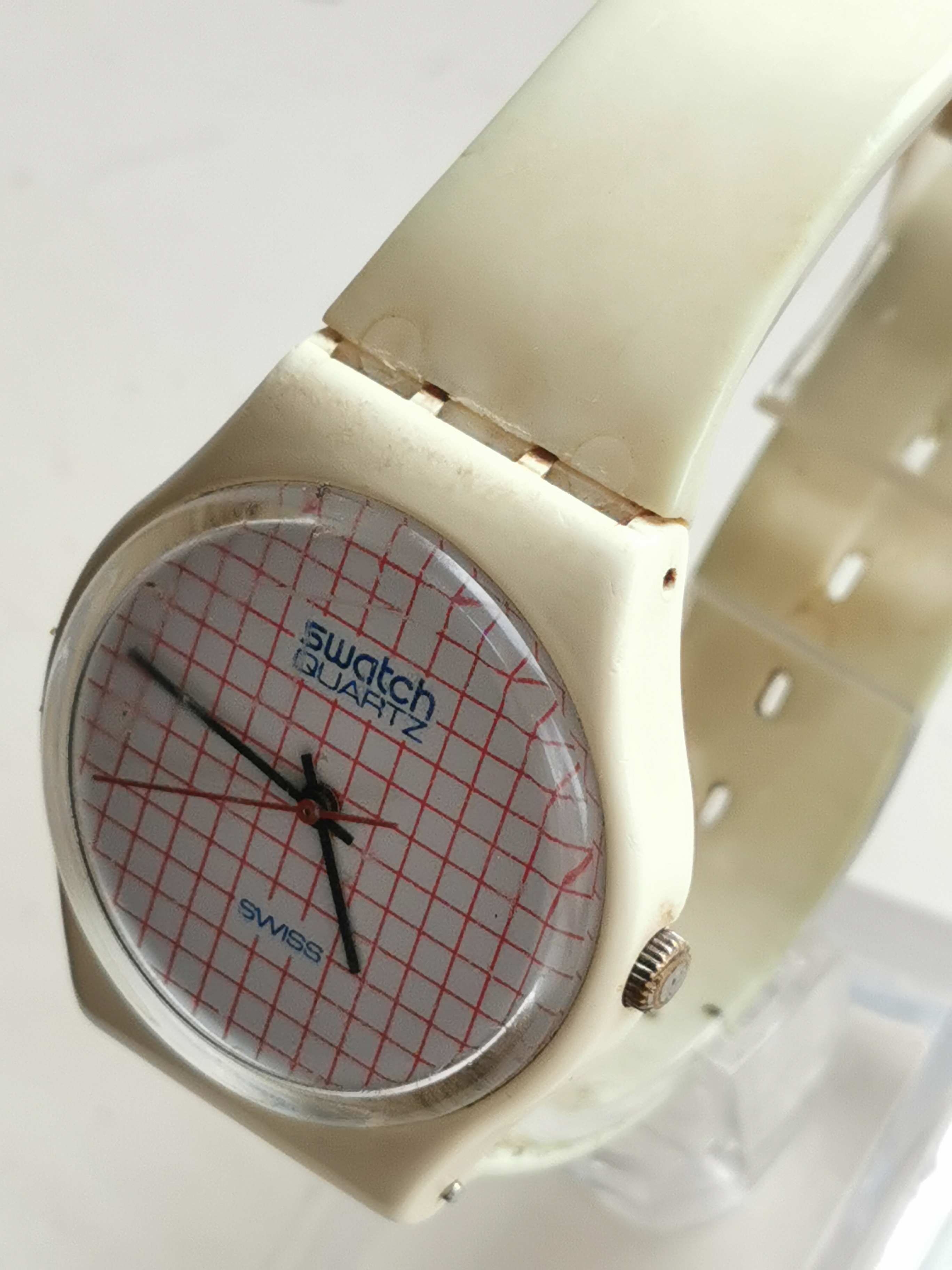 Rare Vintage 1980s Swatch Quartz Grid Dial Watch