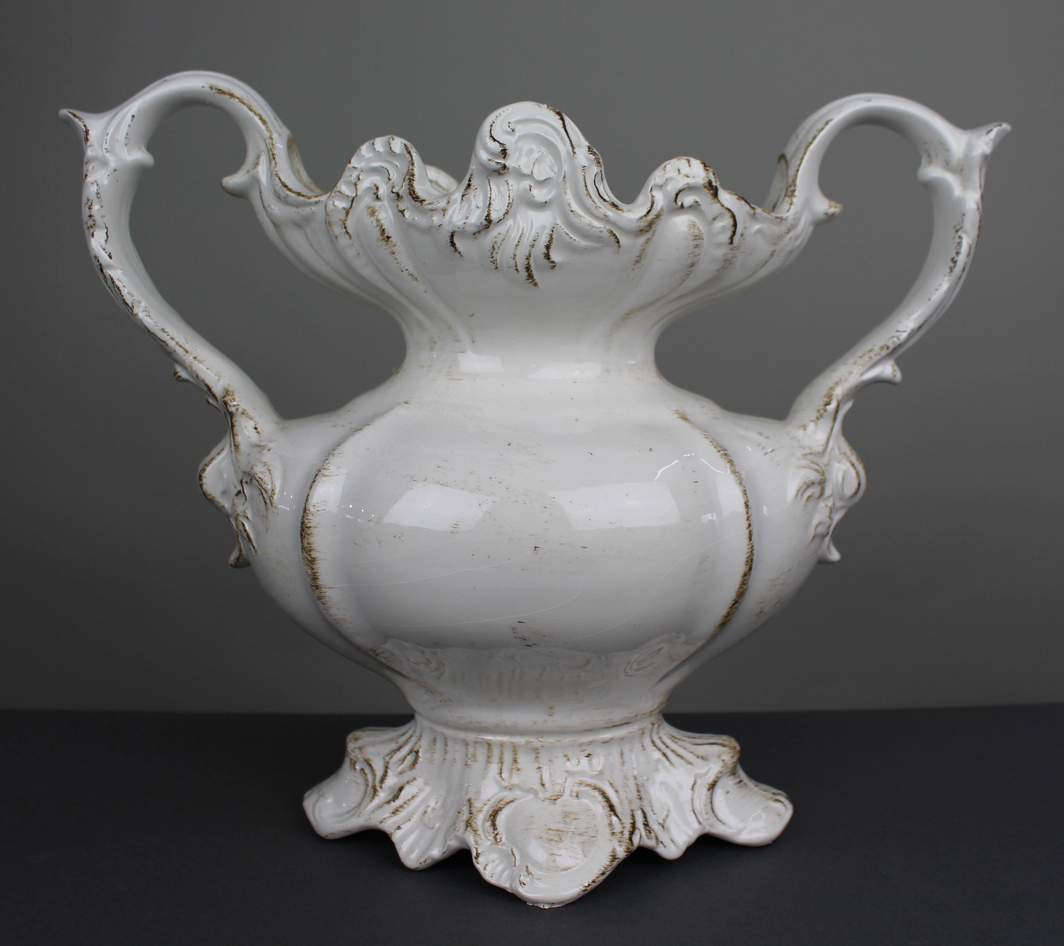 Vintage Italian Porcelain Two Handled Flower Vase