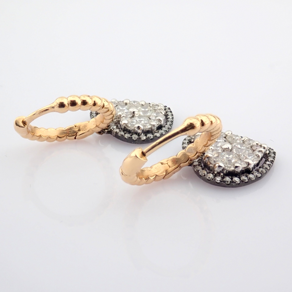 Natural Diamond 18K Yellow & White Gold Earring