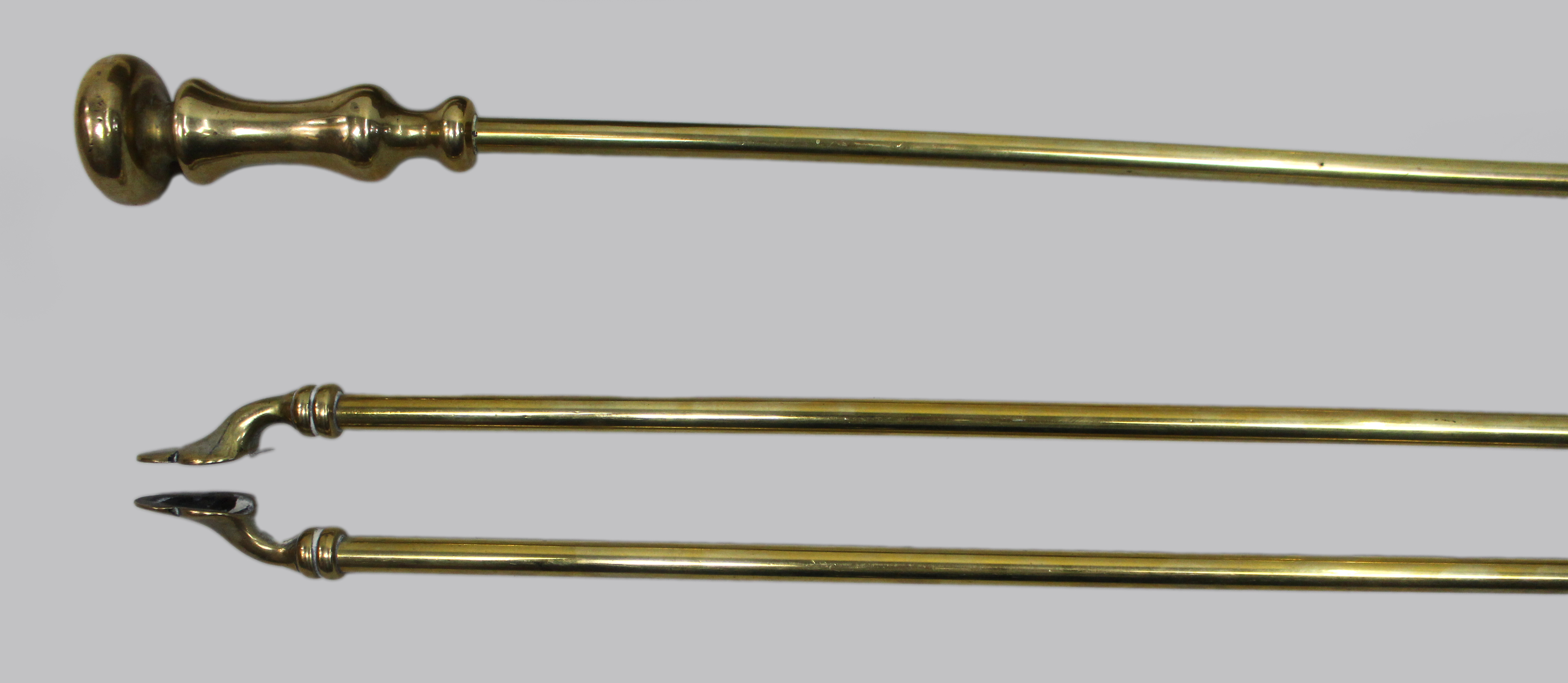 Antique Brass Fireplace Tool Set, English c.1900