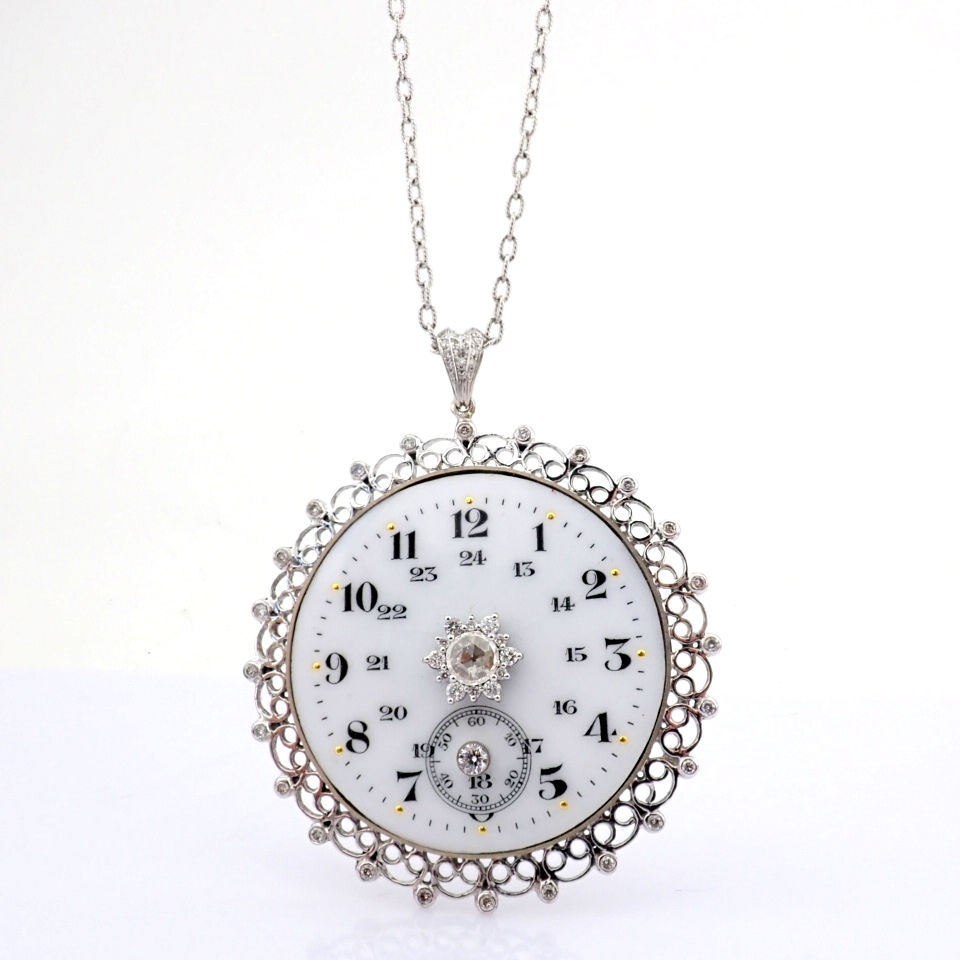 Natural Diamond 14K White Gold Necklace