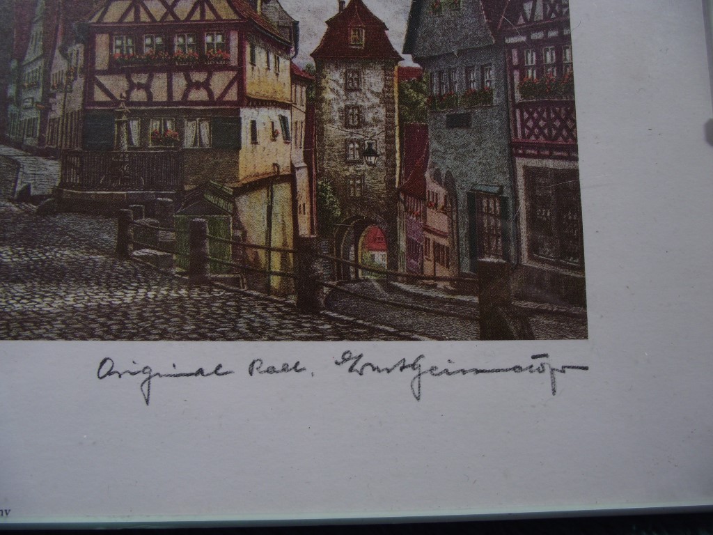 8 x Coloured Etchings of Rothenburg W. Germany By Ernst Geissendorfer - Circa 1950's