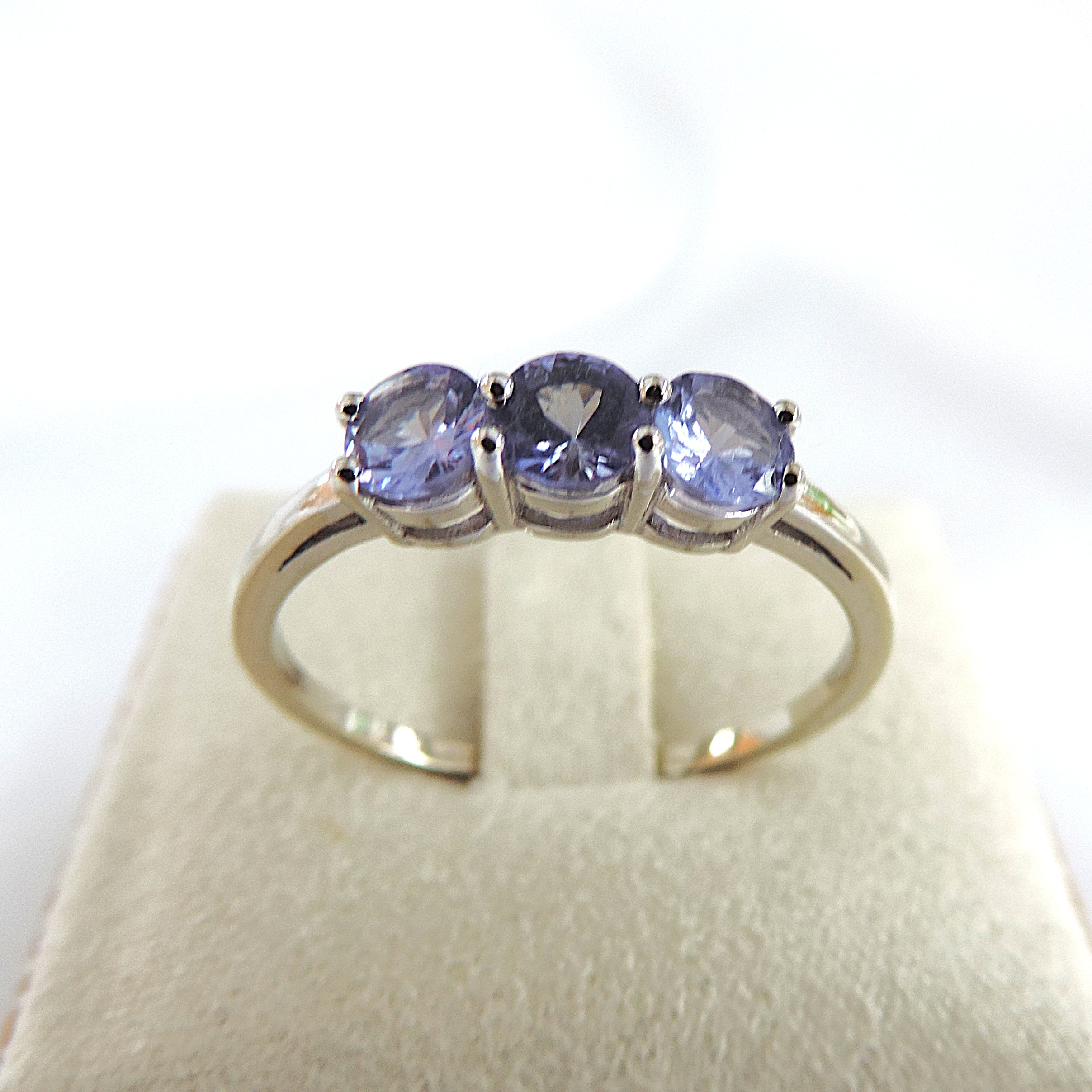 925 Silver Tanzanite Trilogy Gemstone Ring 'New'