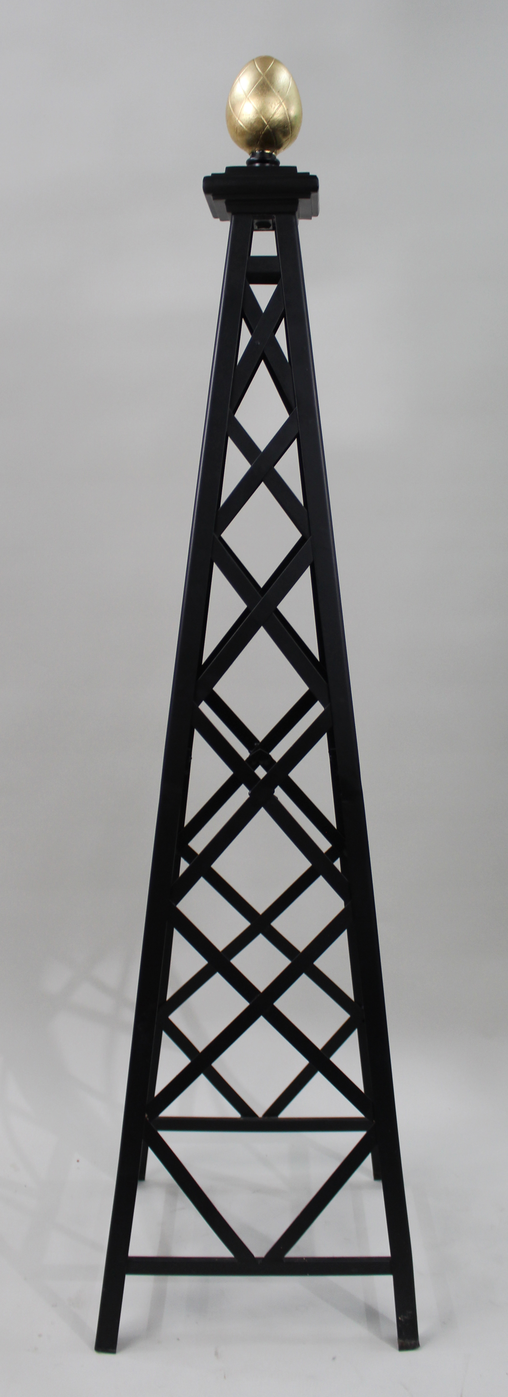 Pair of 5ft Black & Gold Metal Architectural Obelisks