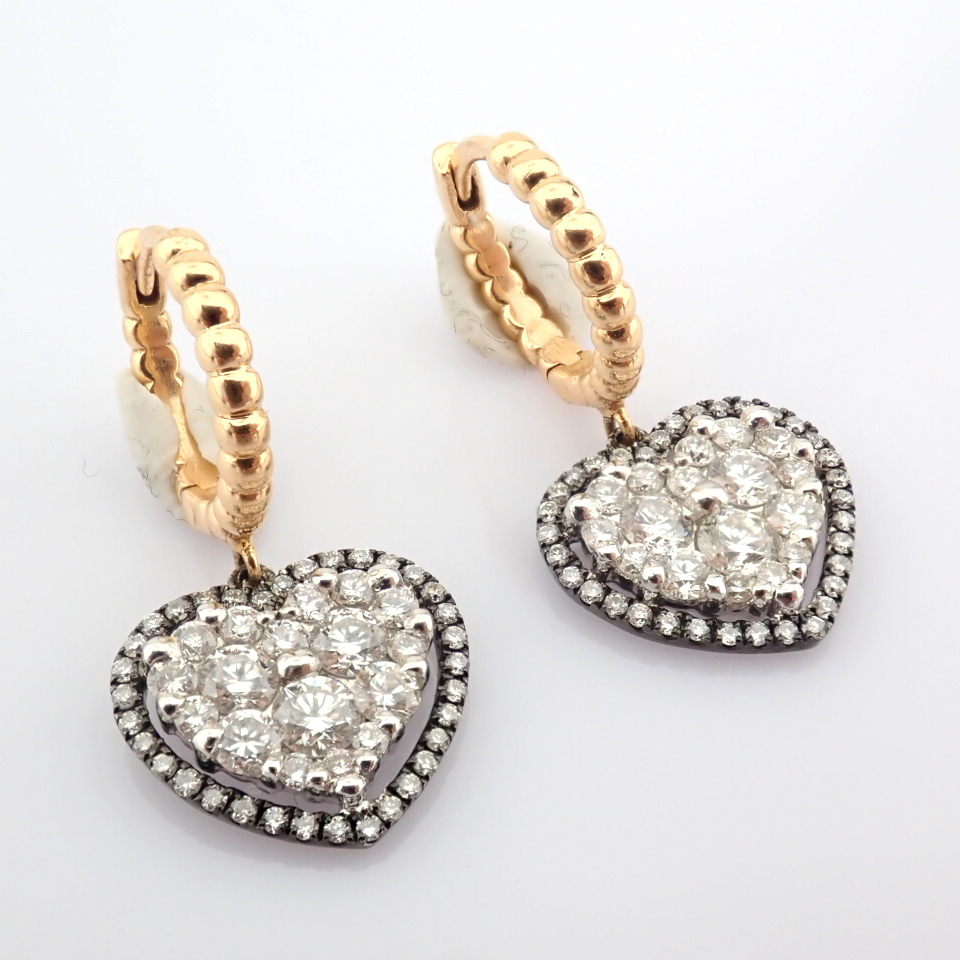 Natural Diamond 18K Yellow & White Gold Earring
