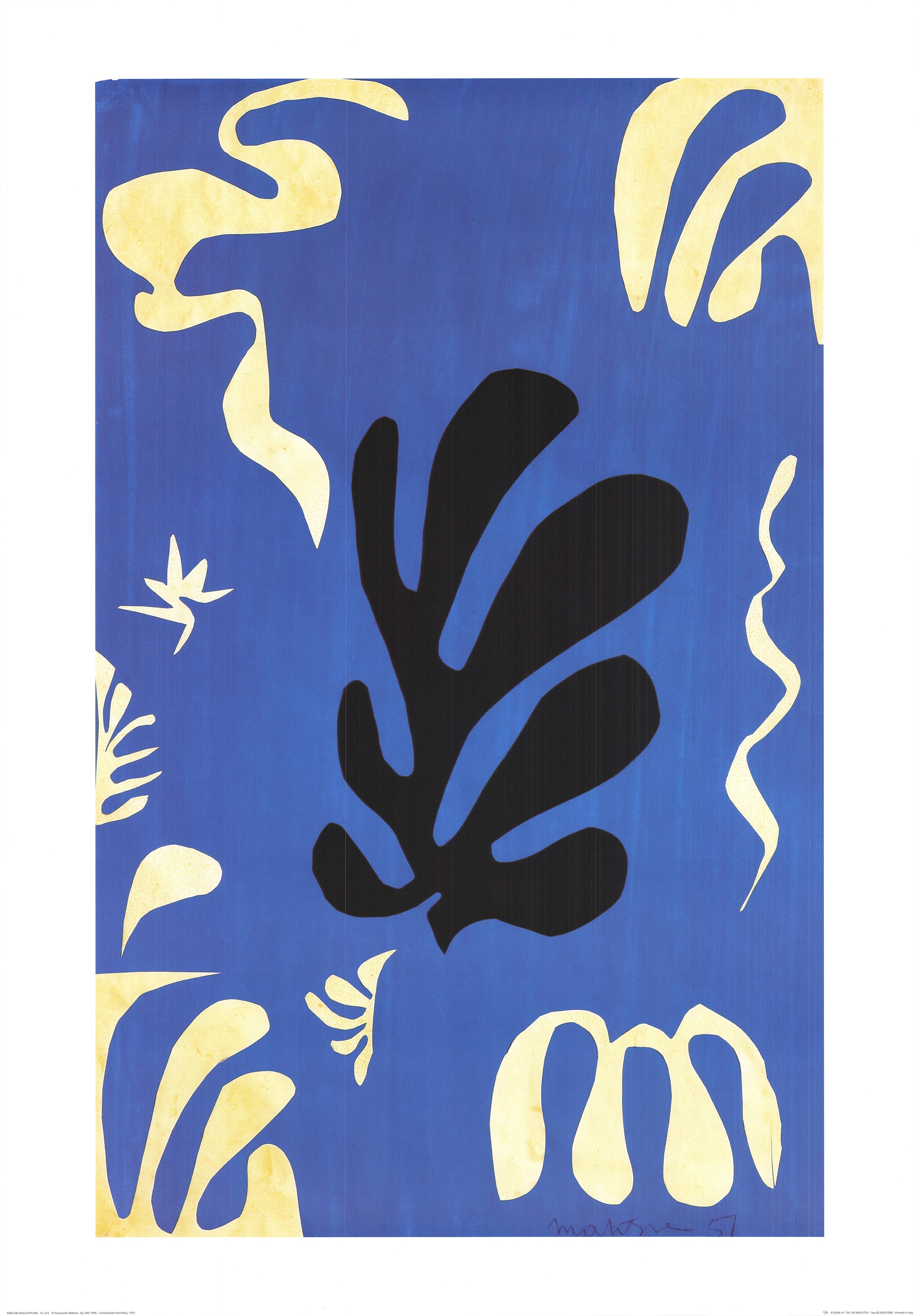 Three (3) Henri Matisse 'Composition Fond Bleu (1996). Certificate of Provenance.