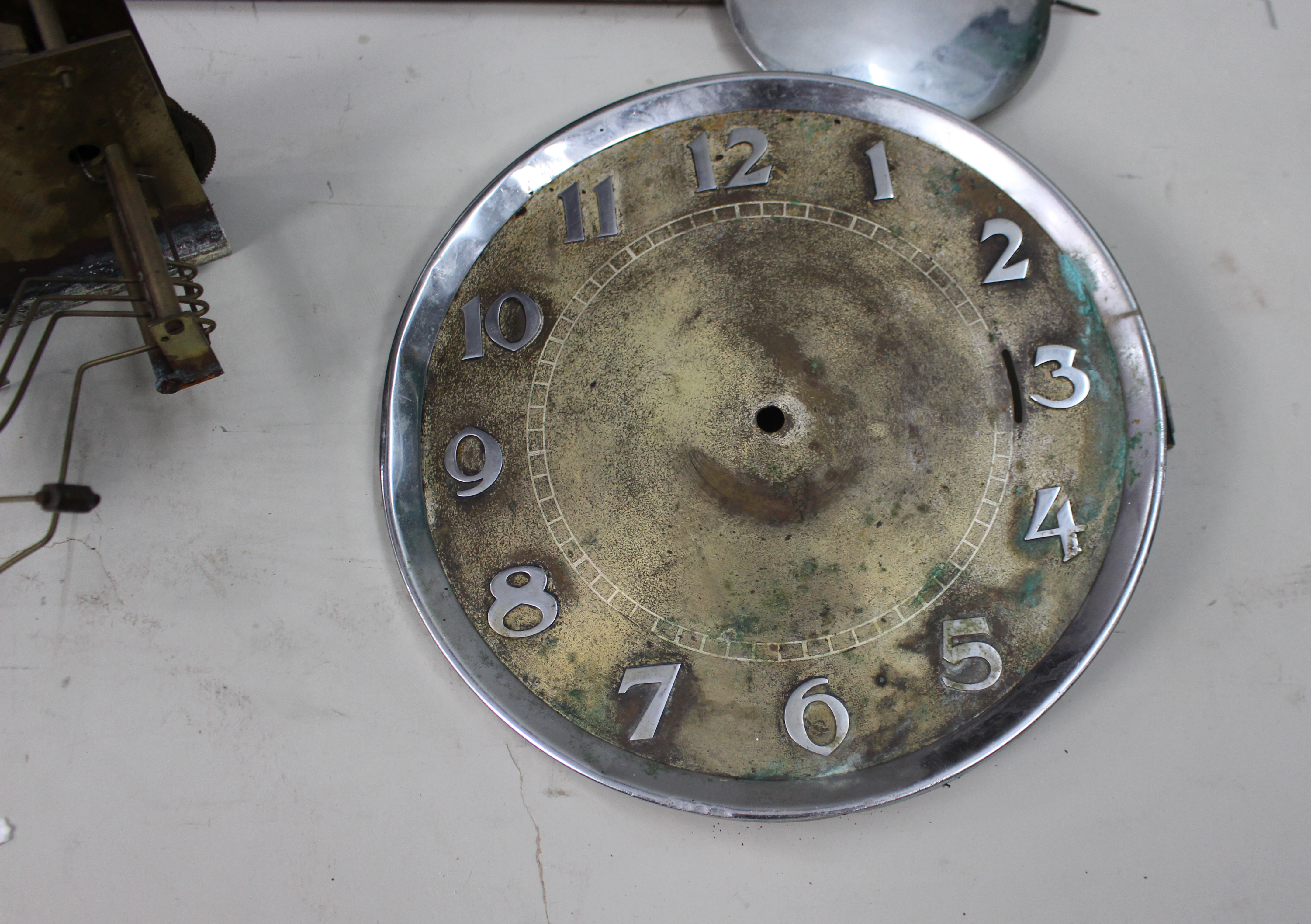 Art Deco Longcase Clock – For Restoration – Chrome Dial & Triple Weight Movement