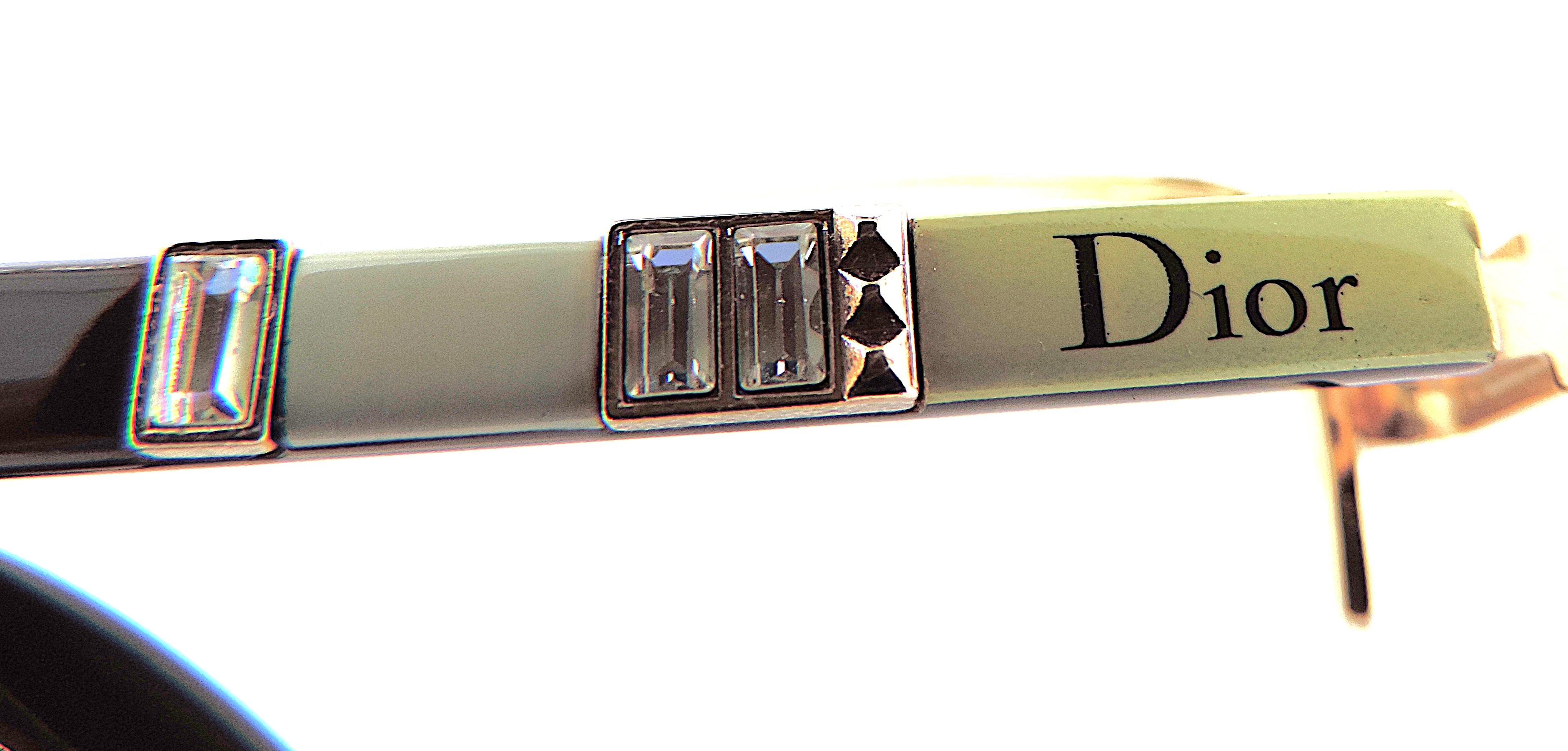 Christian Dior Prescription Glasses Frames  Gold With Crystal Accents Includes Case